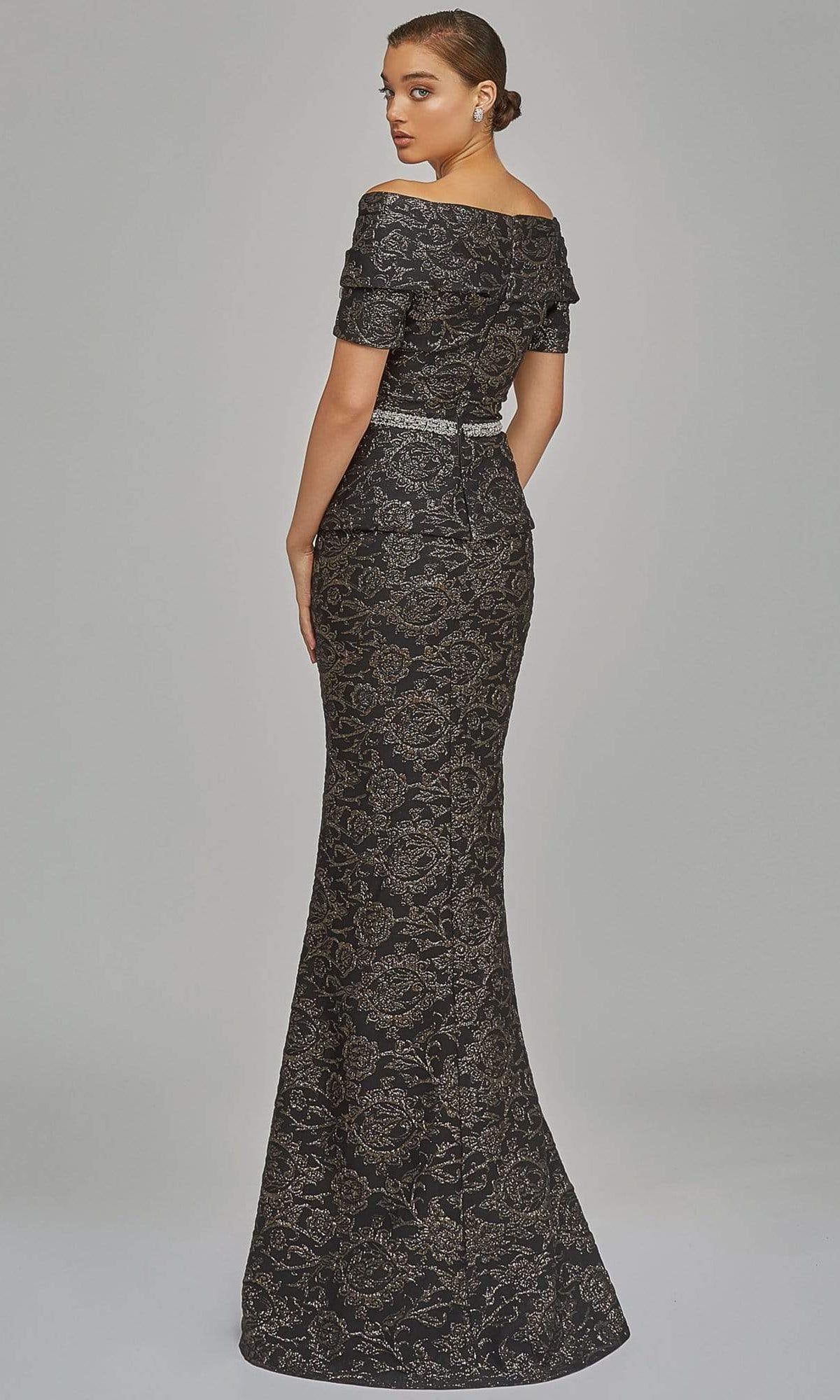 Terani Couture - 1921M0727 Off-Shoulder V-Neck Mother of the Groom Sheath Gown - view 6