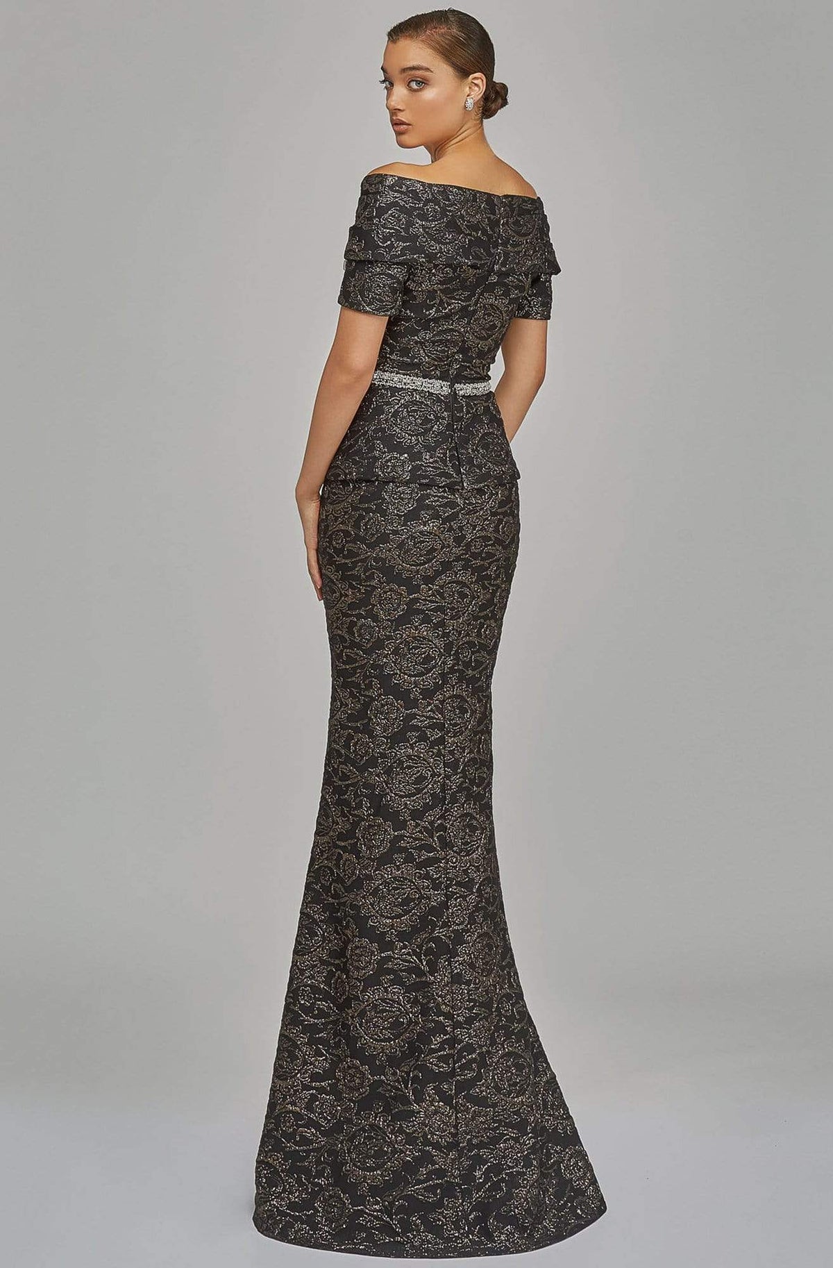 Terani Couture - 1921M0727 Off-Shoulder V-Neck Mother of the Groom Sheath Gown - view 6