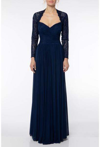 Terani Couture - 1923M0597 Lace Long Sleeve Pleated A-line Dress