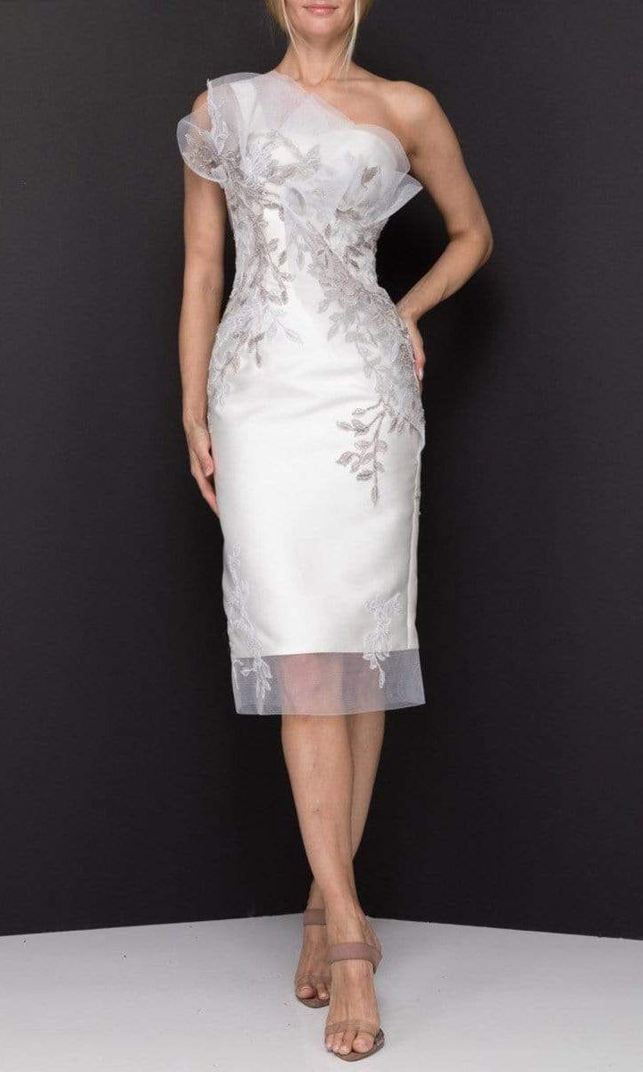 Terani Couture - 2011C2003 Knee Length Ruffled One Shoulder Dress - detail view