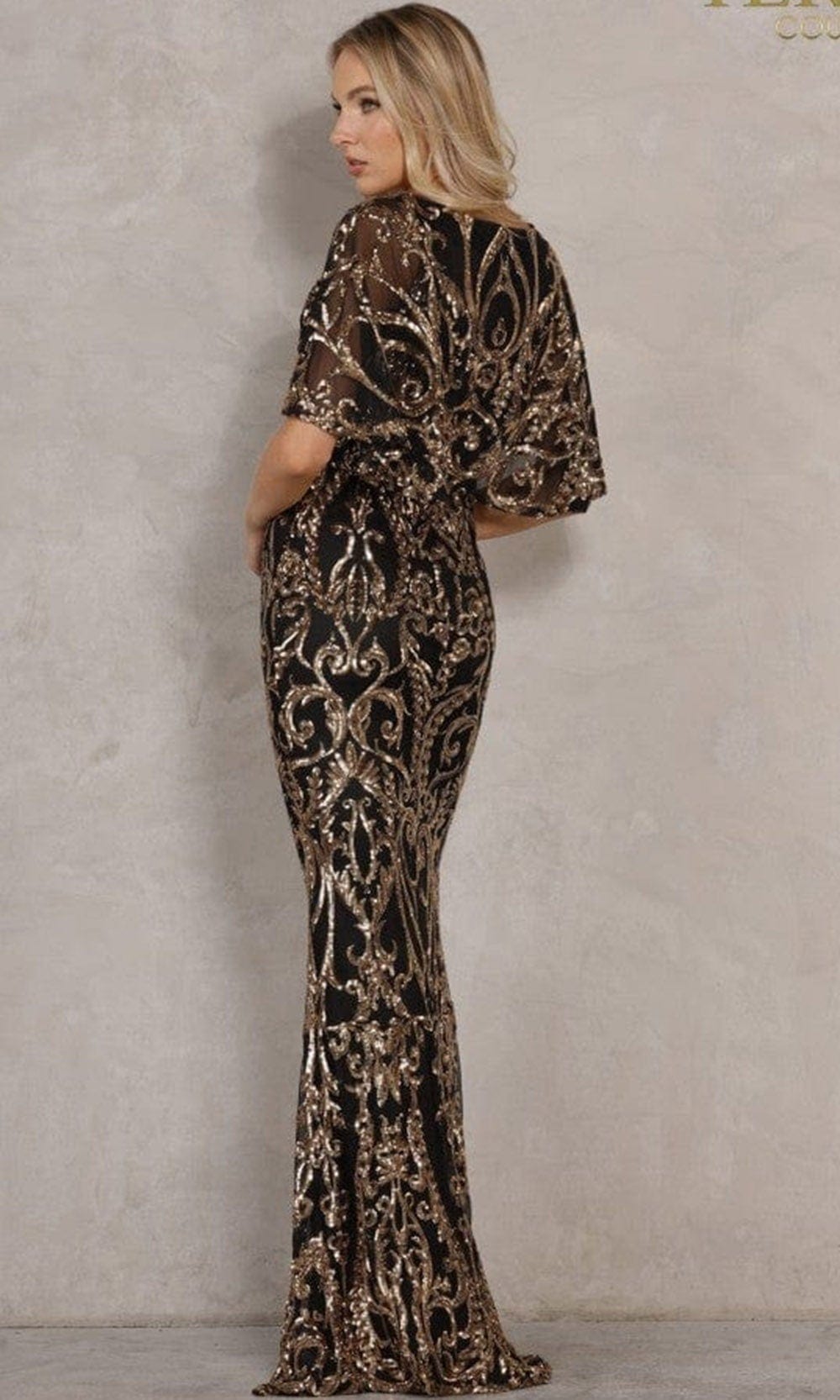 Terani Couture - 2011GL2186 Cape Sleeve Sheath Dress