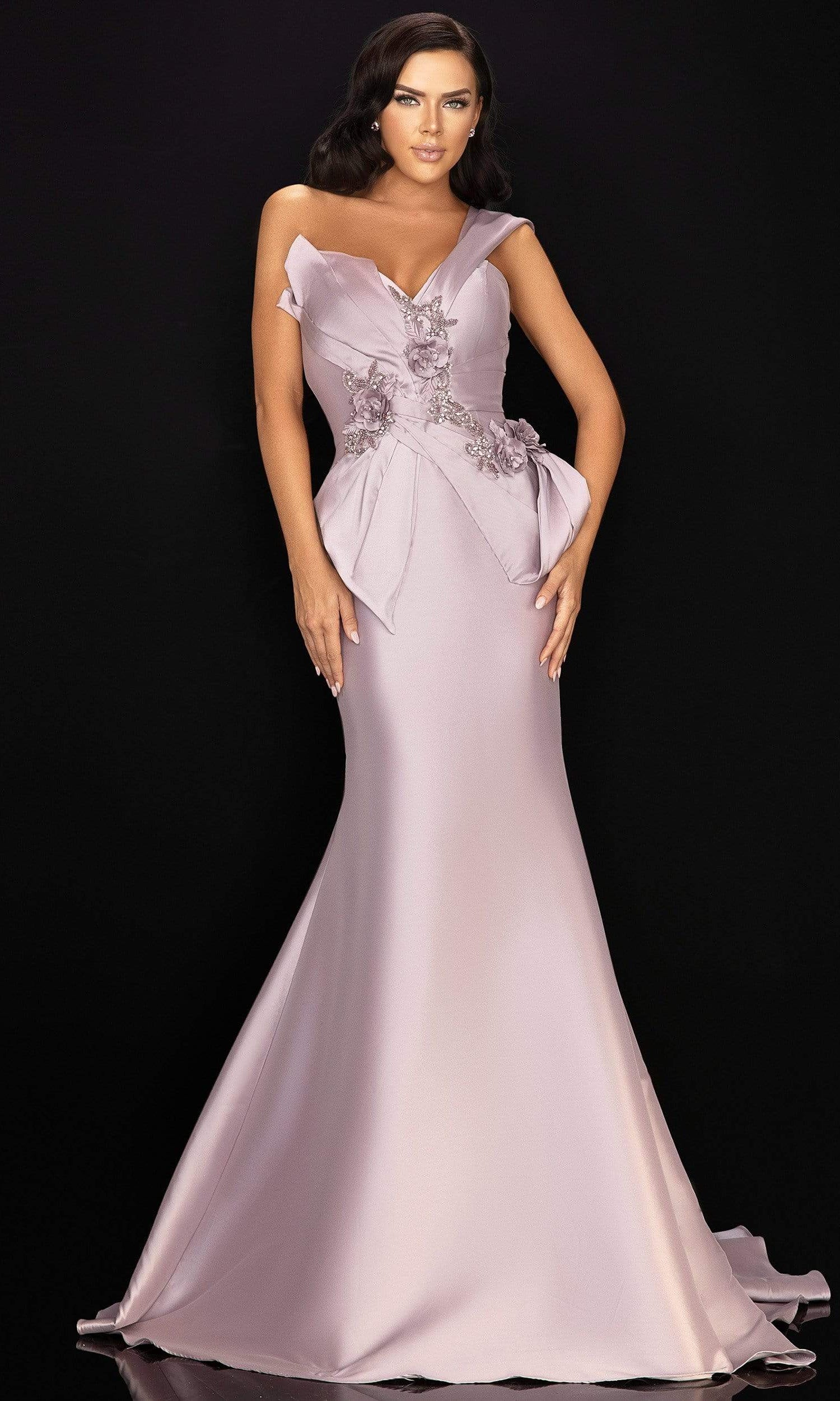 Terani Couture - 2011M2160 Beaded Floral Bodice Knot-Ornate Gown - designer mother of the bride dress at Silhouette Dresses