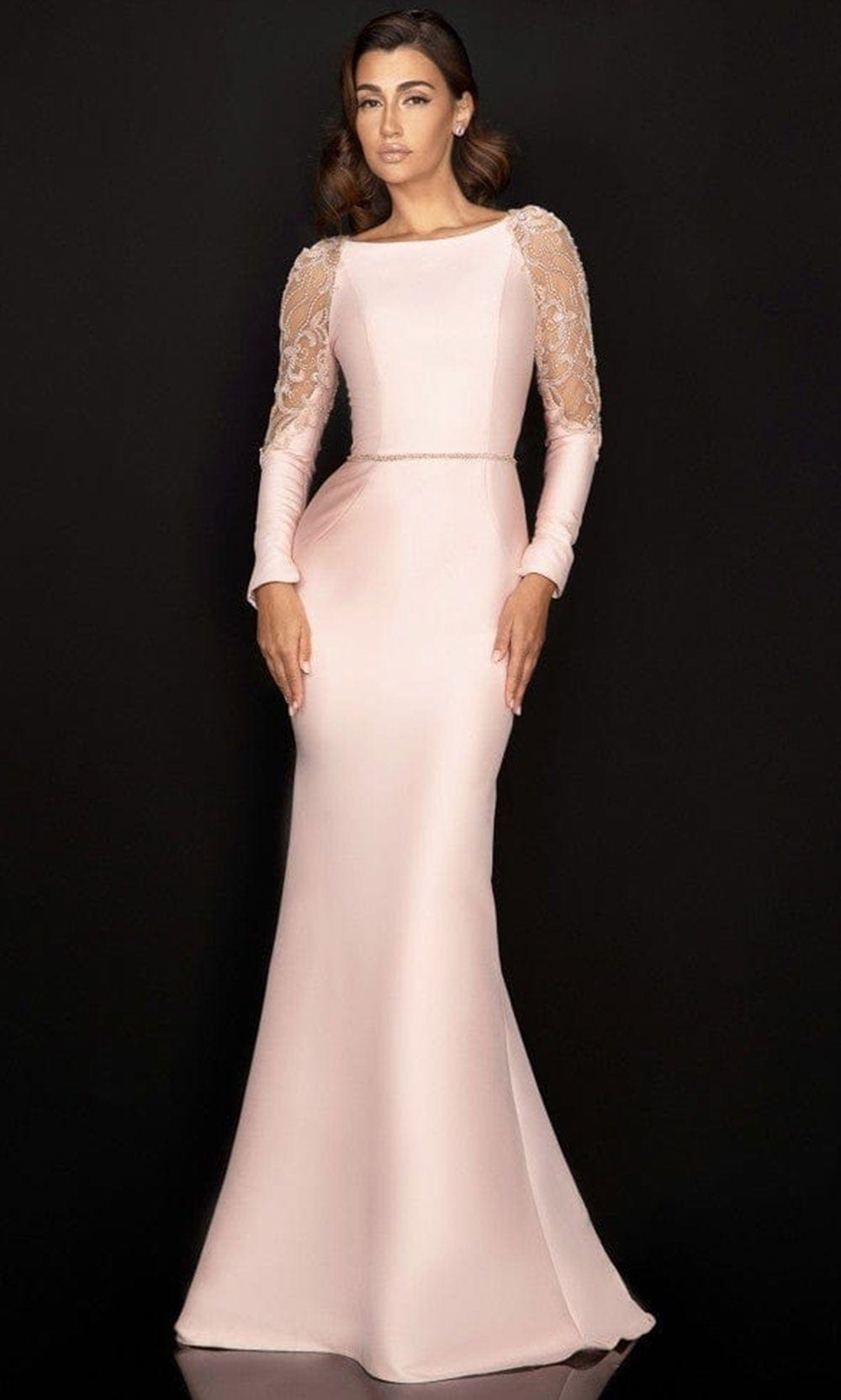 Terani Couture - 2011M2457 Bateau Sheer Embellished Gown