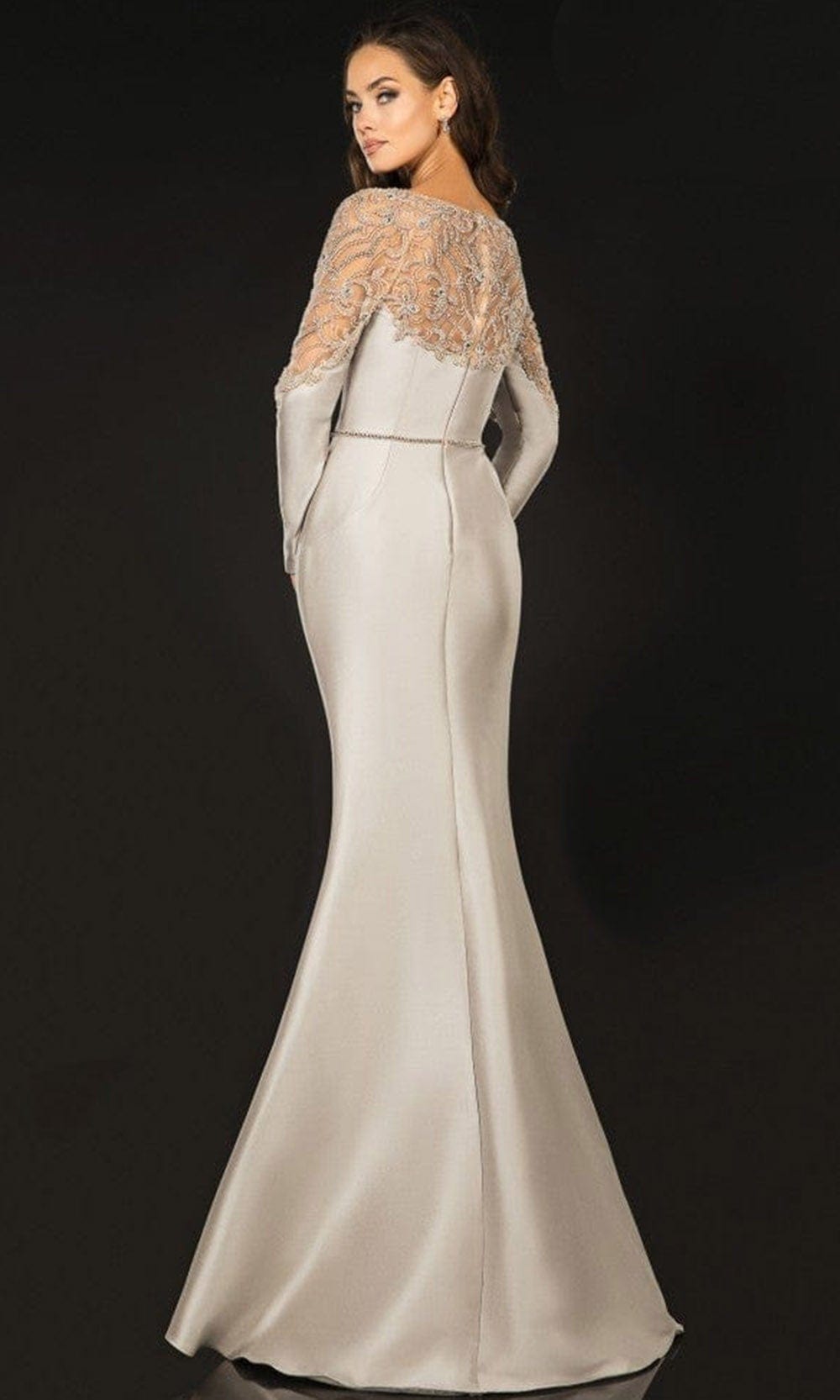 Terani Couture - 2011M2457 Bateau Sheer Embellished Gown