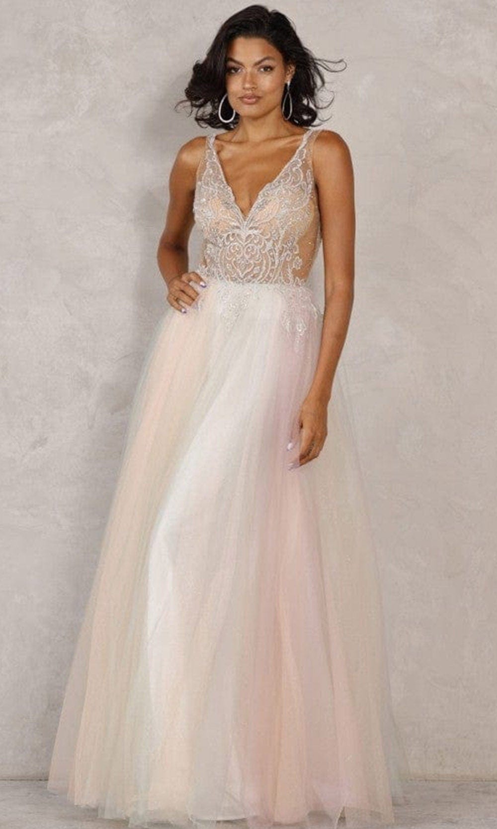 Terani Couture - 2011P1012 Illusion V-Neck A-Line Gown - designer prom dress at Silhouette Dresses