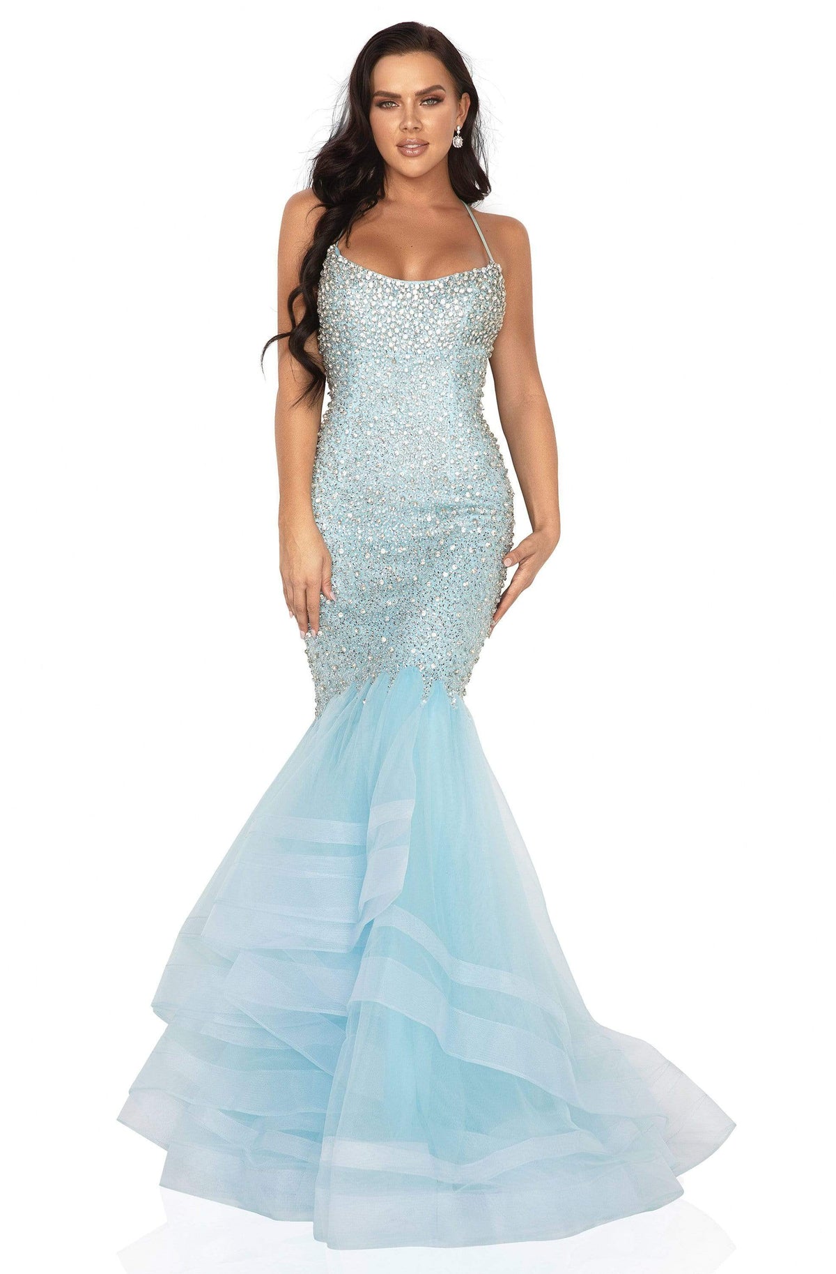 Terani Couture - 2011P1143 Bedazzled Halter Neck Trumpet Dress
