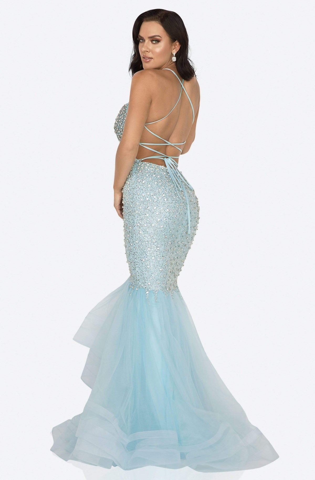Terani Couture - 2011P1143 Bedazzled Halter Neck Trumpet Dress