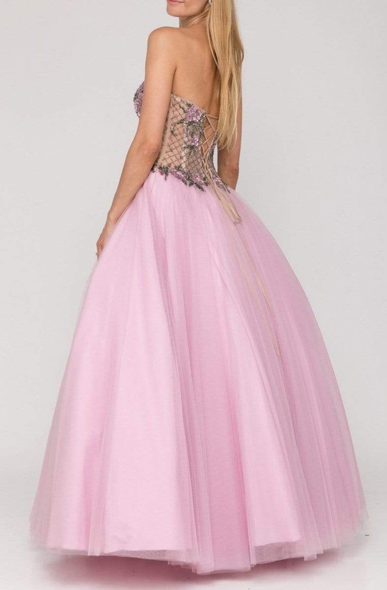 Terani Couture - 2011P1149 Beaded Illusion Lattice Tulle Ballgown - detail view