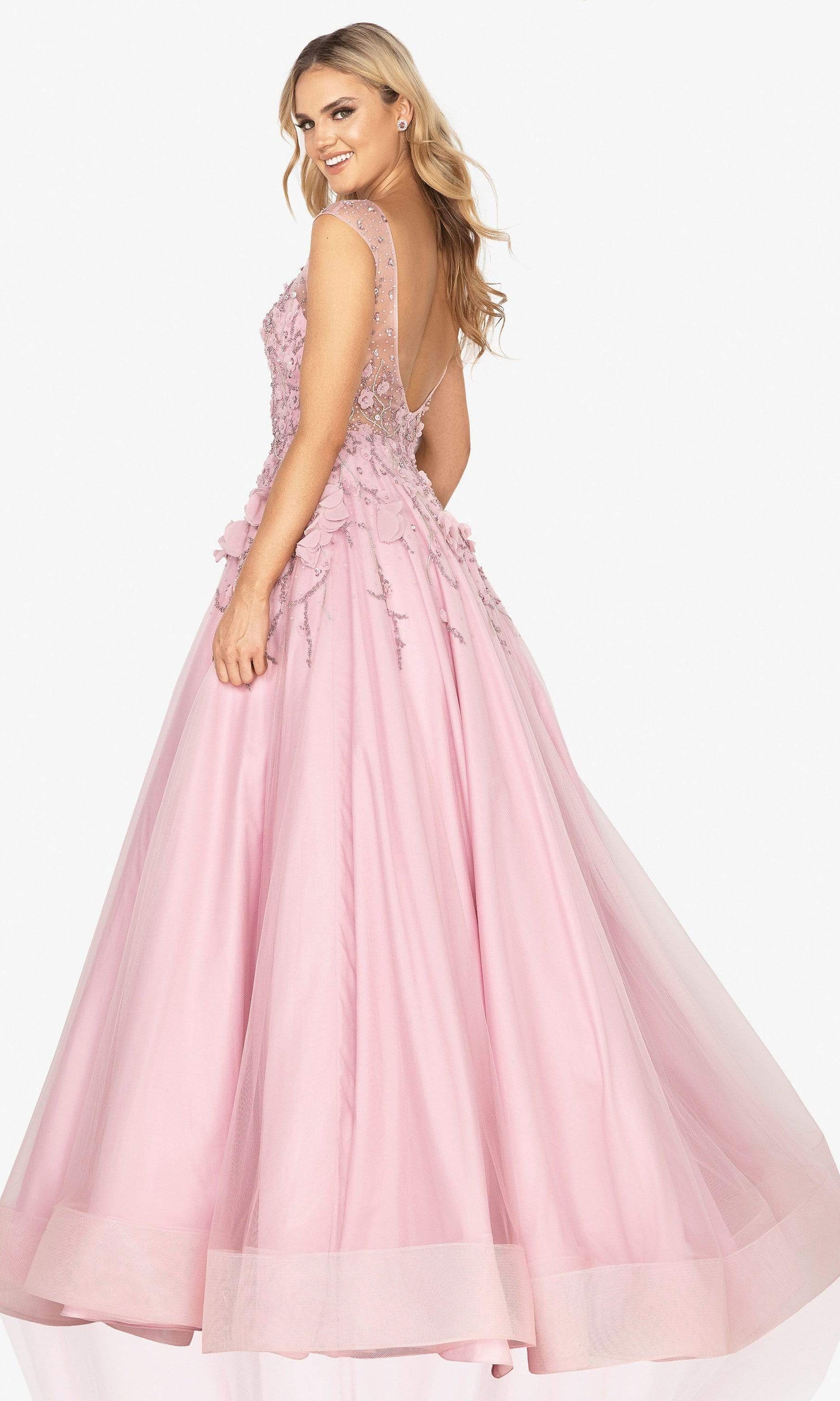 Terani Couture - 2012P1411 Beaded Appliqued Illusion A-Line Gown - detail view