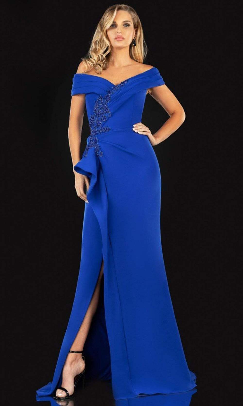 Terani Couture - 2021M2986 Wrap Off Shoulder Mother of the Bride Gown - back view