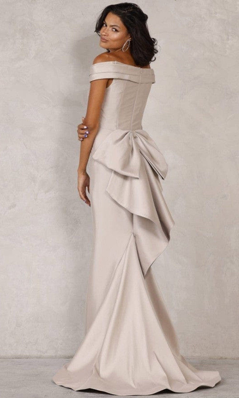 Terani Couture - 2111M5299 Off Shoulder Ruched Long Gown