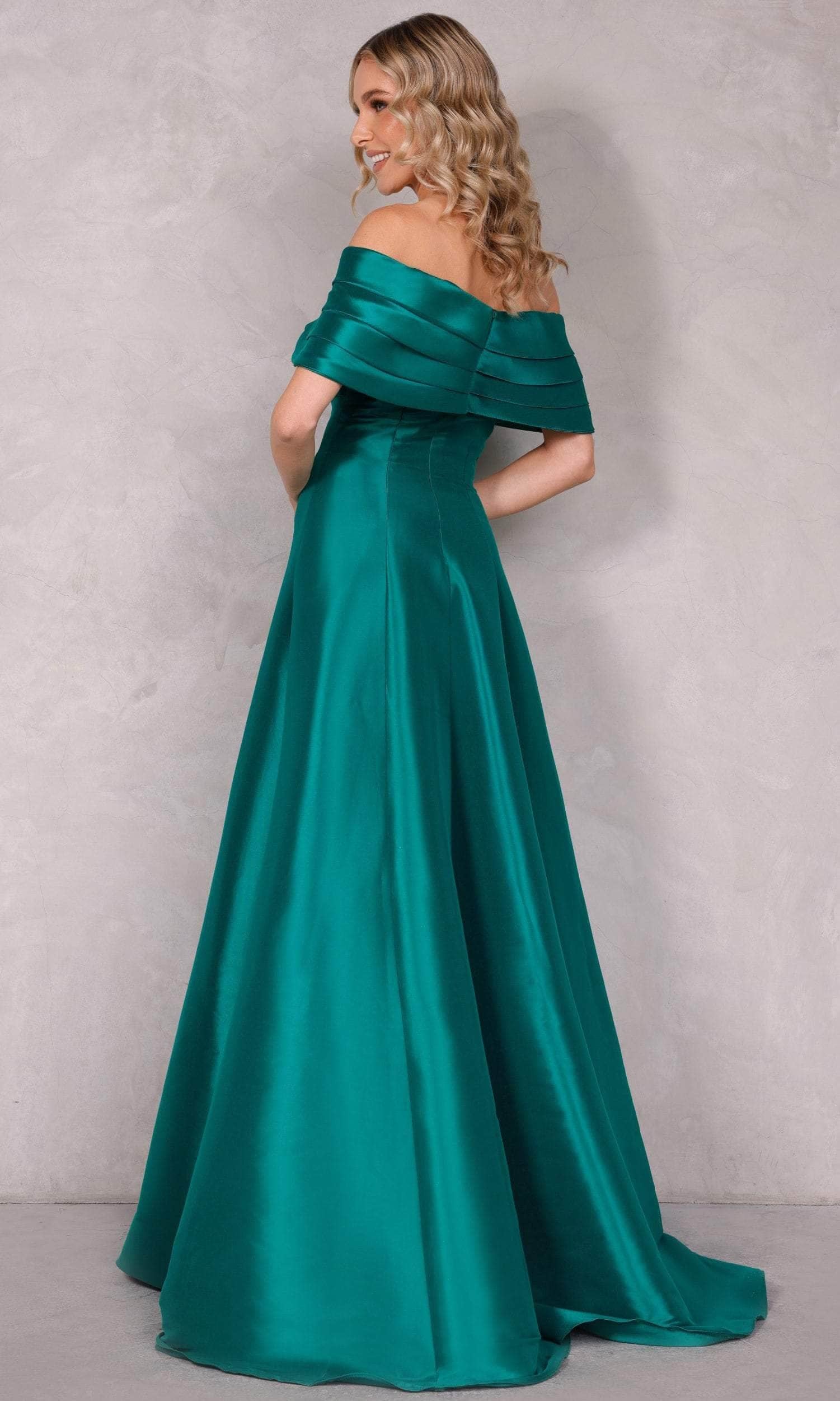 Terani Couture 2112M5404 - Pleated Off Shoulder Prom Dress - back view