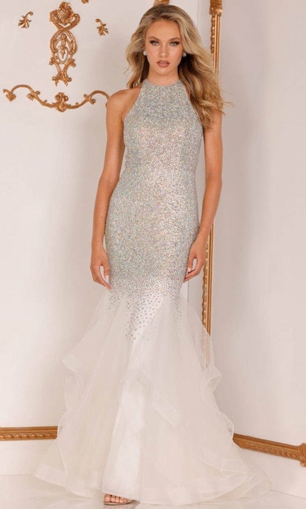 Terani Couture - 2215GL0111 Beaded Halter Mermaid Gown - designer prom dress at Silhouette Dresses