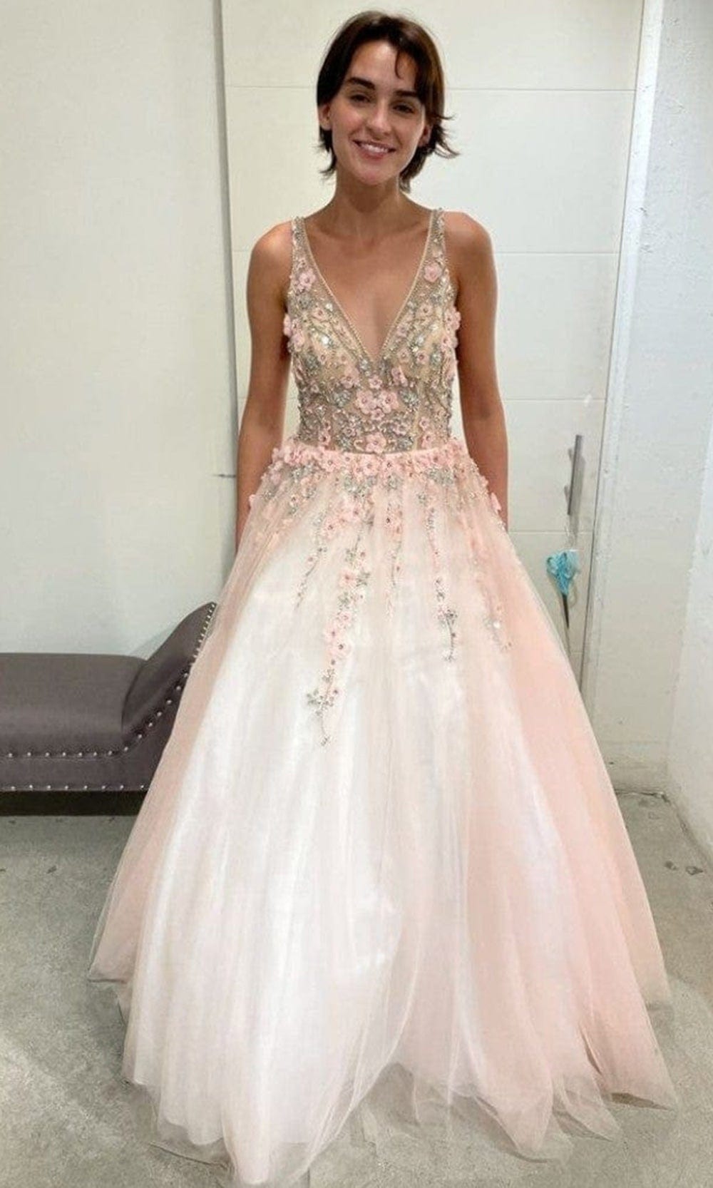 Terani Couture 2215P0033 - Sleeveless V-neck Long Gown - designer prom dress at Silhouette Dresses