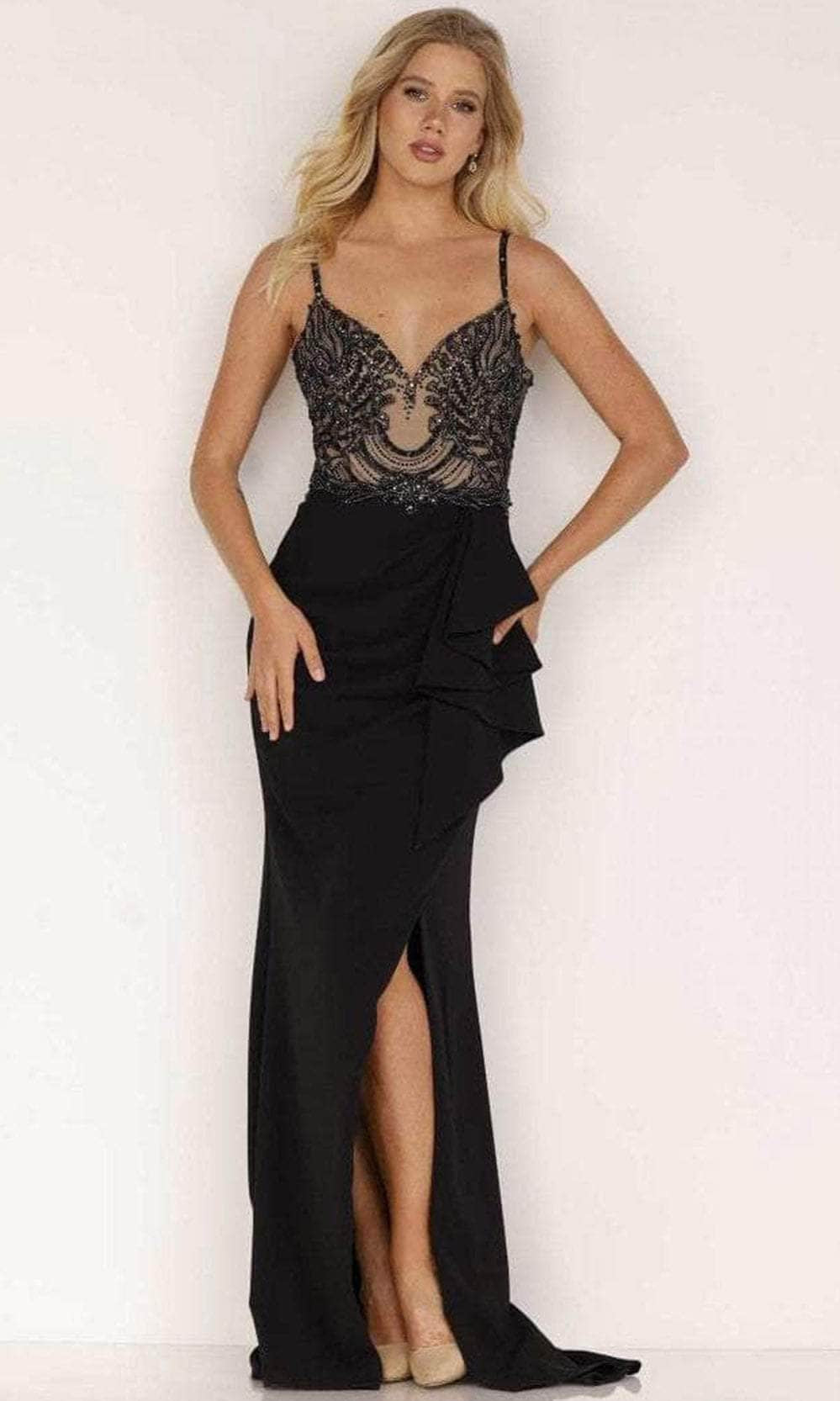 Terani Couture 2221E0352 - Ruffle Draped Mermaid Evening Dress - designer evening gown at Silhouette Dresses