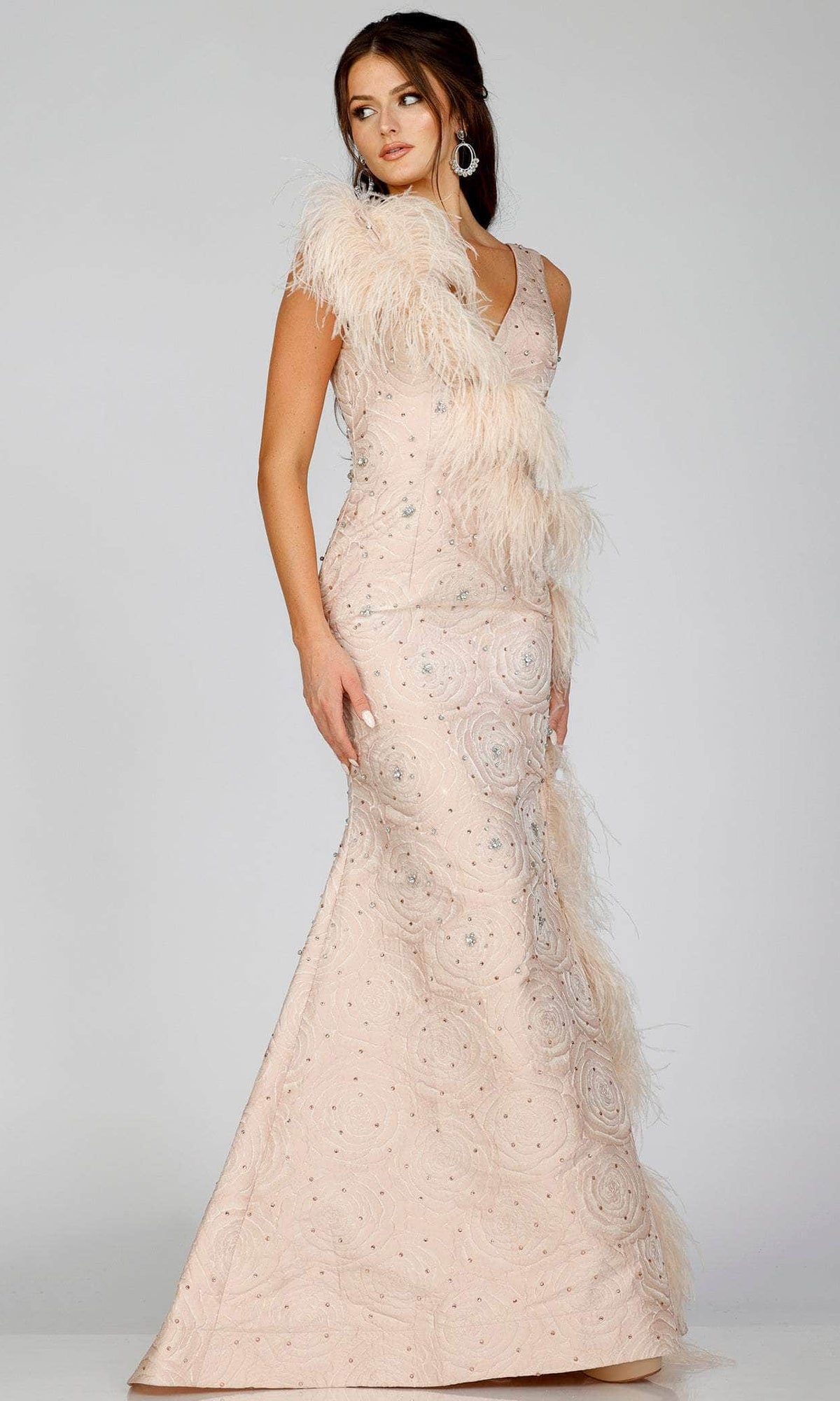 Terani Couture 231E0314 - Feather Mermaid Evening Gown - detail view
