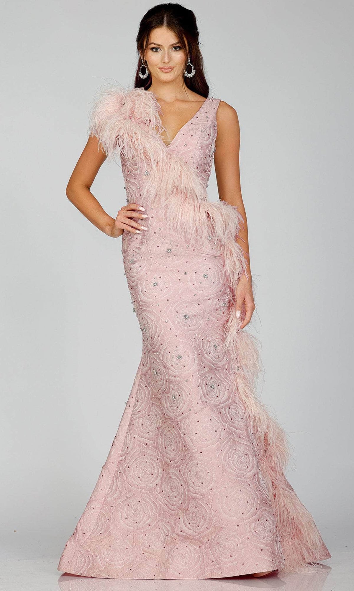 Terani Couture 231E0314 - Feather Mermaid Evening Gown - designer prom dress at Silhouette Dresses