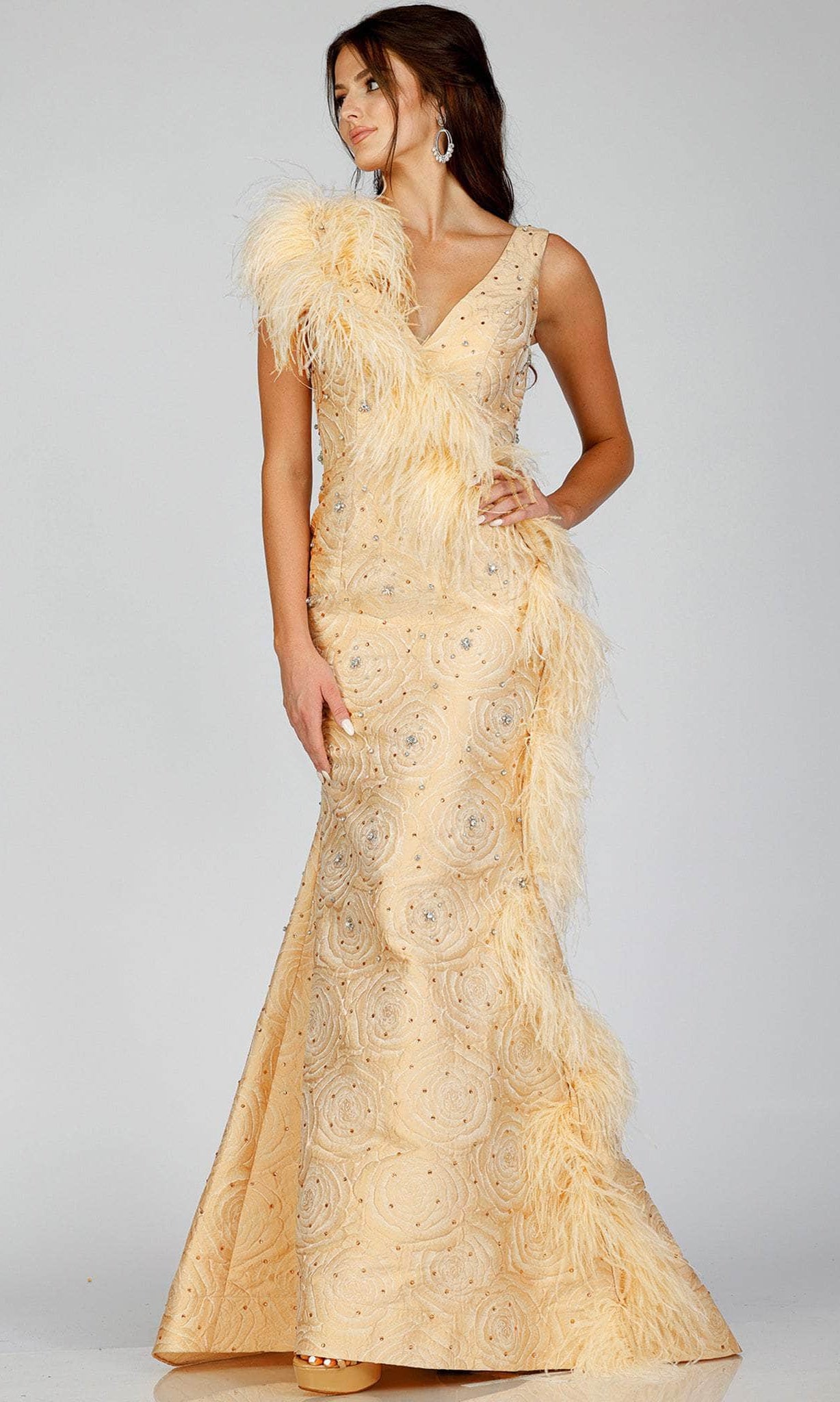 Terani Couture 231E0314 - Feather Mermaid Evening Gown - view 5