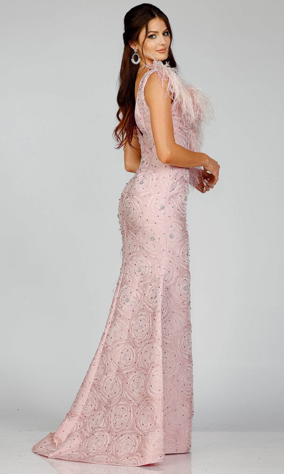 Terani Couture 231E0314 - Feather Mermaid Evening Gown - back view