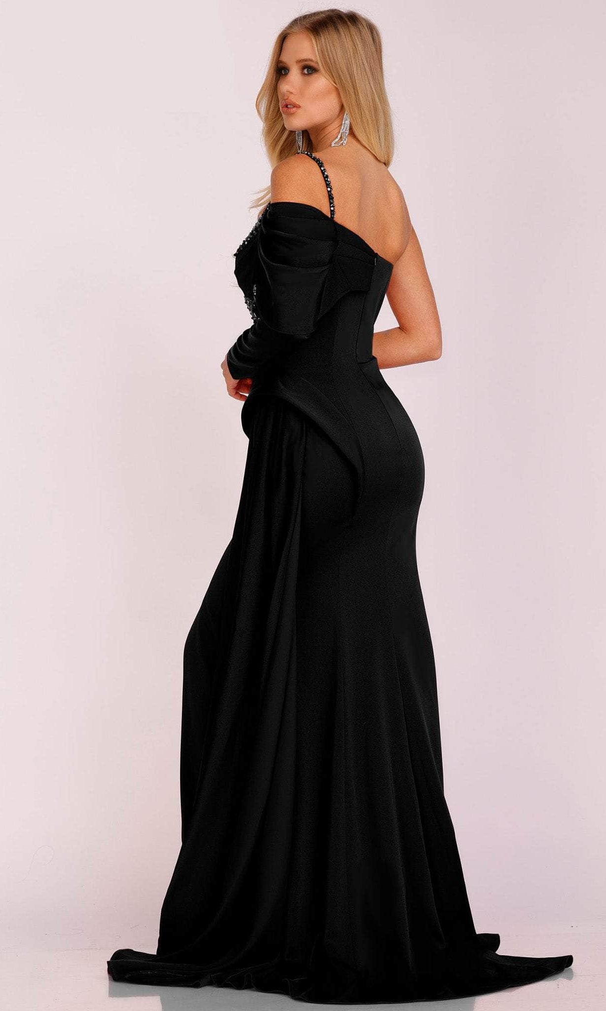 Terani Couture 231E0614 - Sweetheart Ruche Satin Evening Gown - back view