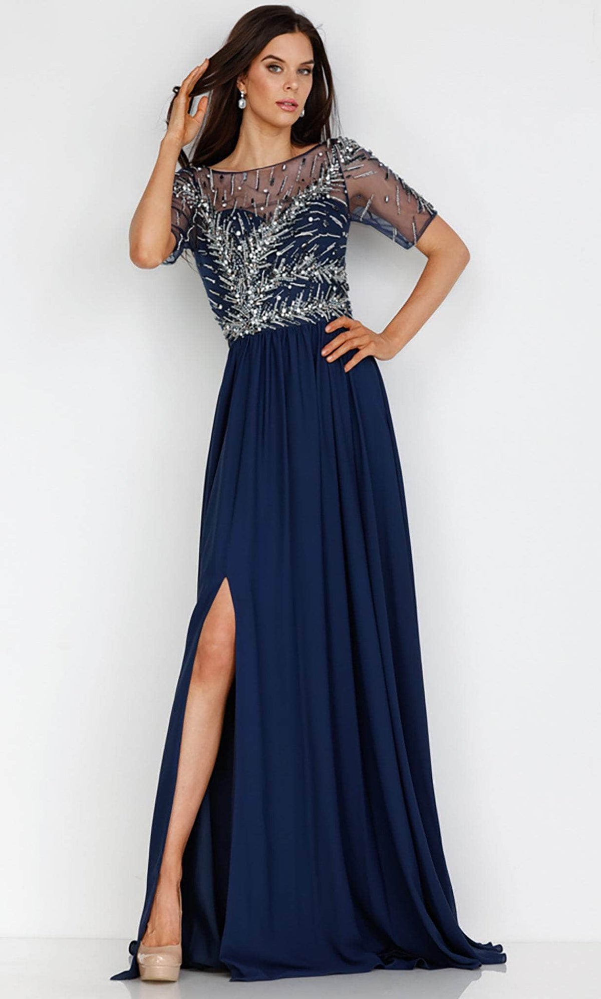 Terani Couture 231M0341 - Modest Chiffon A-line Flowy Dress