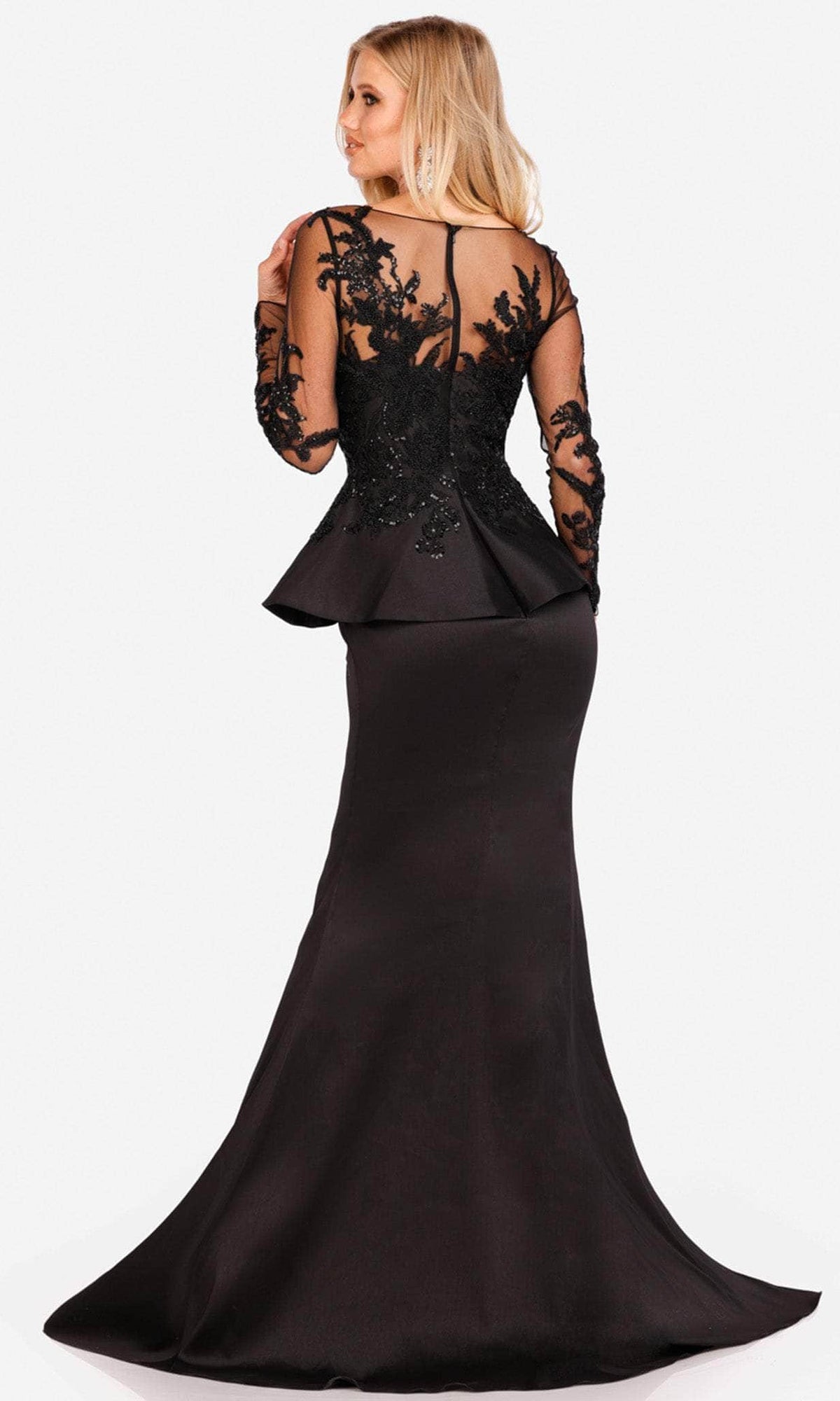 Terani Couture 231M0482 - Illusion Trumpet Mother of the Bride Gown - back view