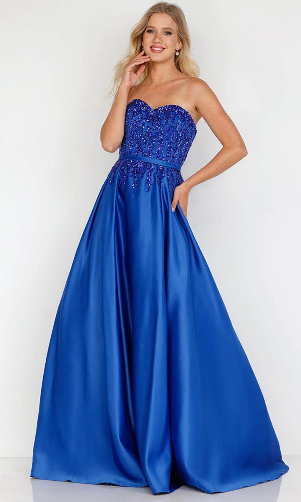 Terani Couture 231P0012 - Beaded Satin Prom Gown - back view