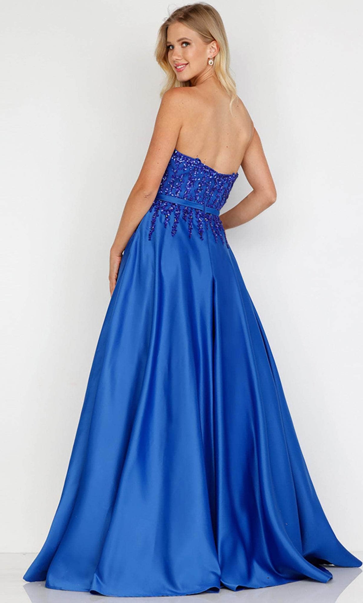 Terani Couture 231P0012 - Beaded Satin Prom Gown - detail view