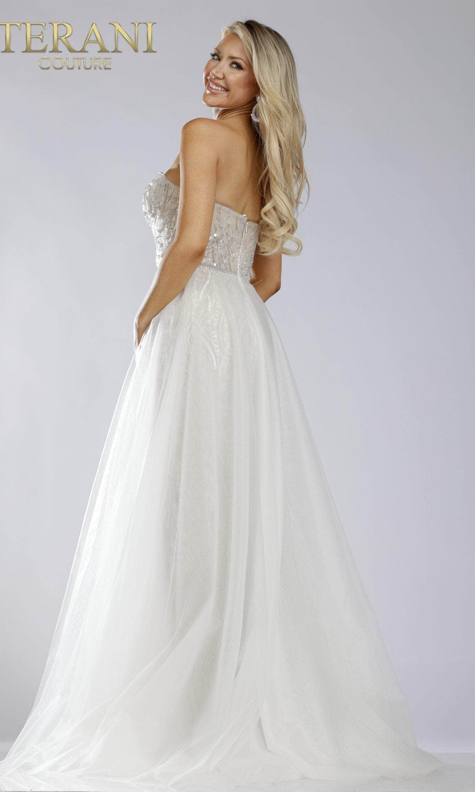 Terani Couture 231P0029 - Strapless Sweetheart Fully Lined Gown - back view
