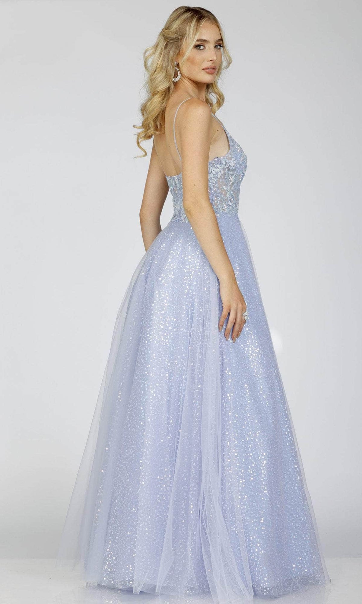 Terani Couture 231P0101 - Sleeveless A-line Sequined Gown - back view