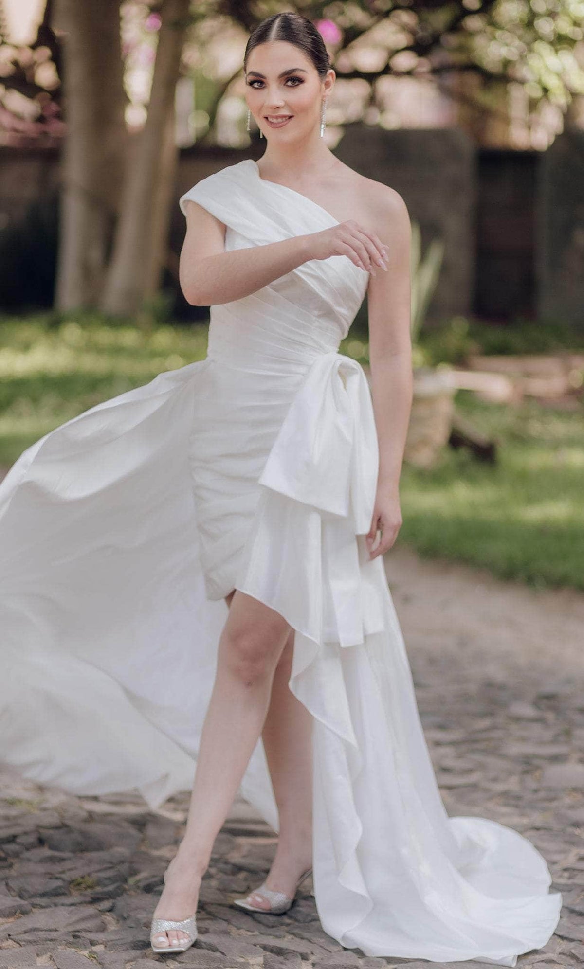 Terani Couture 232C1134 - One Shoulder Overskirt Cocktail Dress - designer cocktail dress at Silhouette Dresses