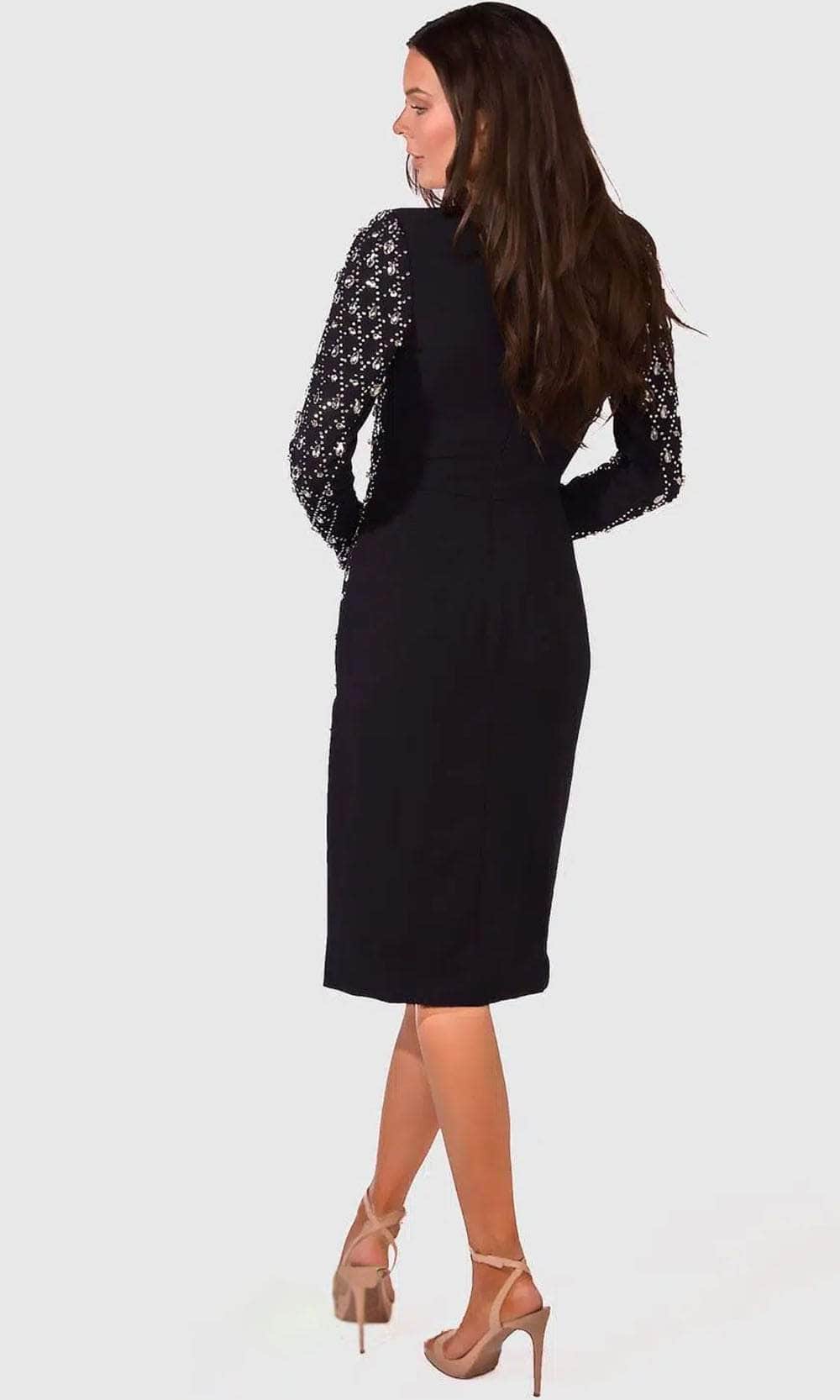 Terani Couture 232C1139 - Long Sleeve Bead Embellished Evening Dress - back view