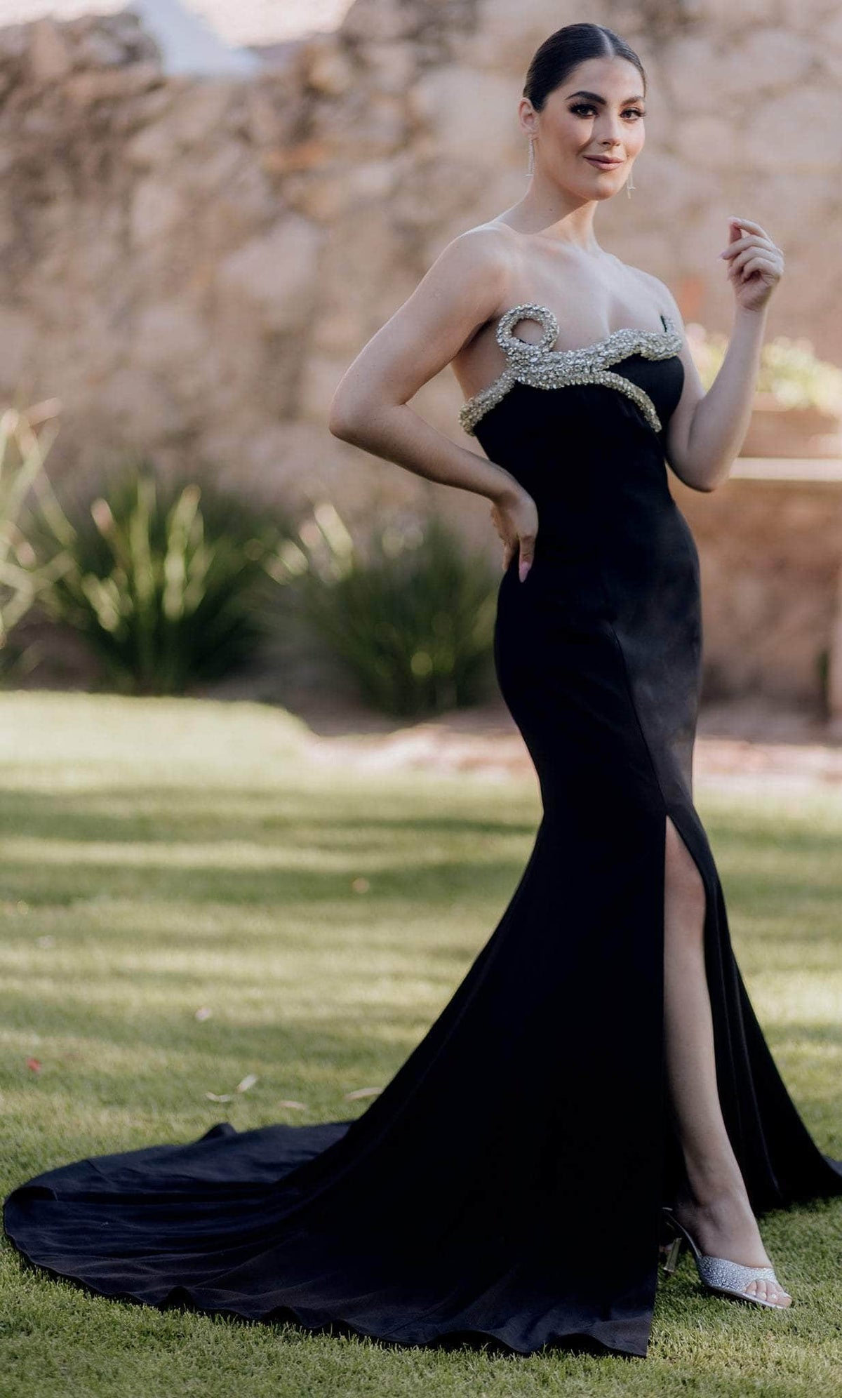Terani Couture 232E1296 - Gleaming Beaded Neckline Strapless Evening Dress - designer evening gown at Silhouette Dresses