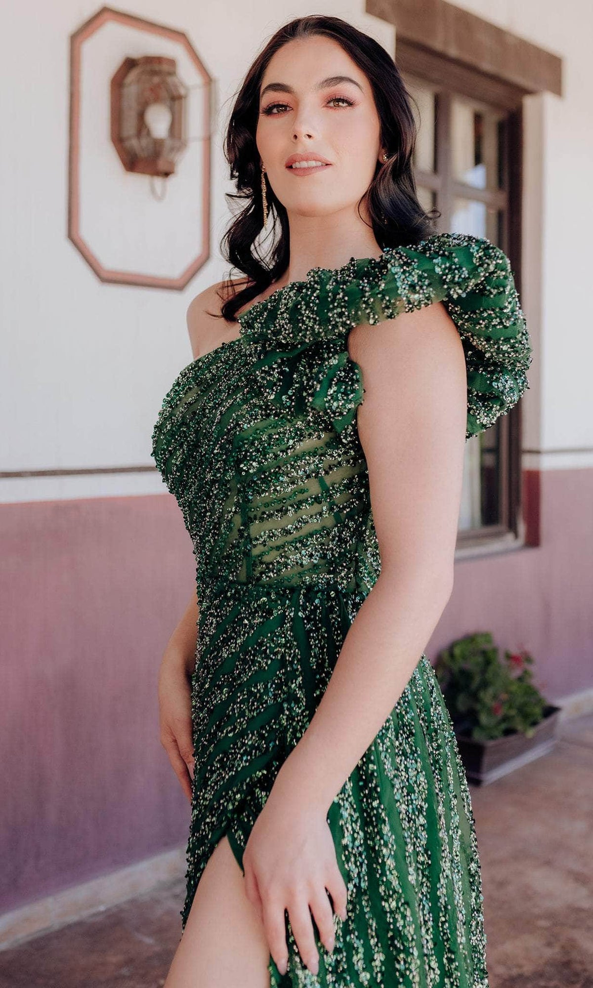 Terani Couture 232GL1479 - Sequin Embellished One Sleeve Evening Gown - view 5