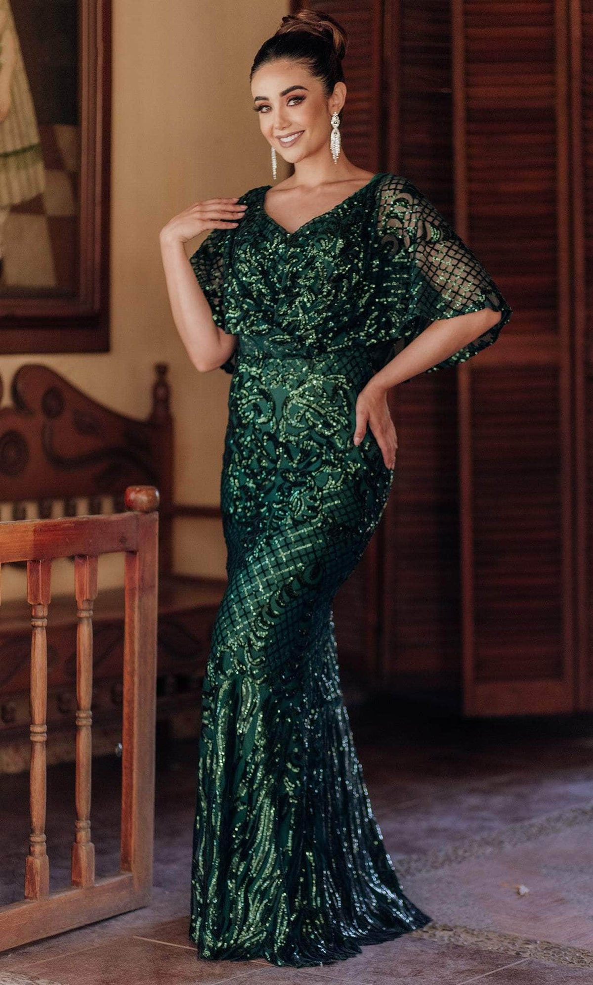 Terani Couture 232M1516 - Sequin Lace Sheath Evening Gown - designer mother of the bride dress at Silhouette Dresses