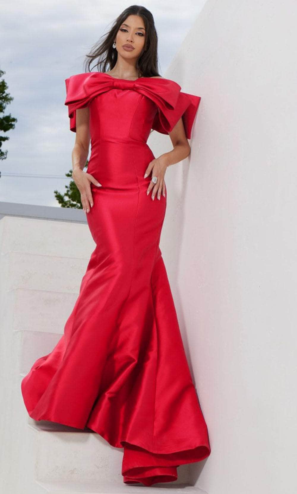 Terani Couture 241E2407 - Bow Off Shoulder Evening Dress - view 6