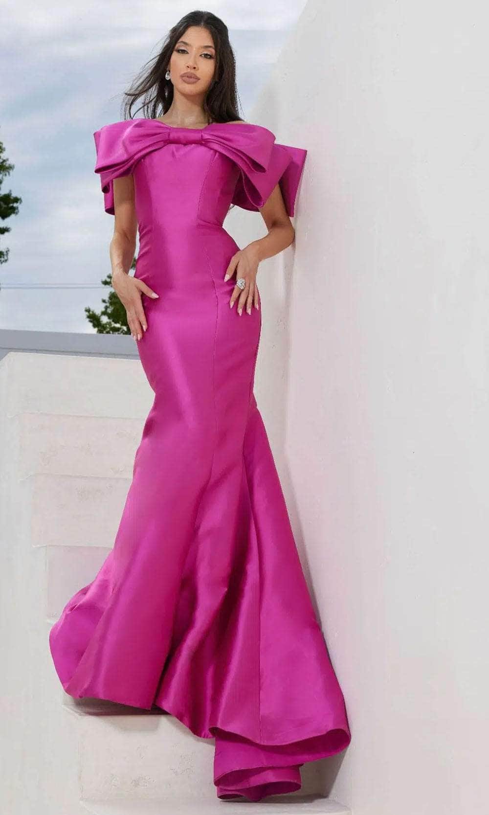 Terani Couture 241E2407 - Bow Off Shoulder Evening Dress - view 5