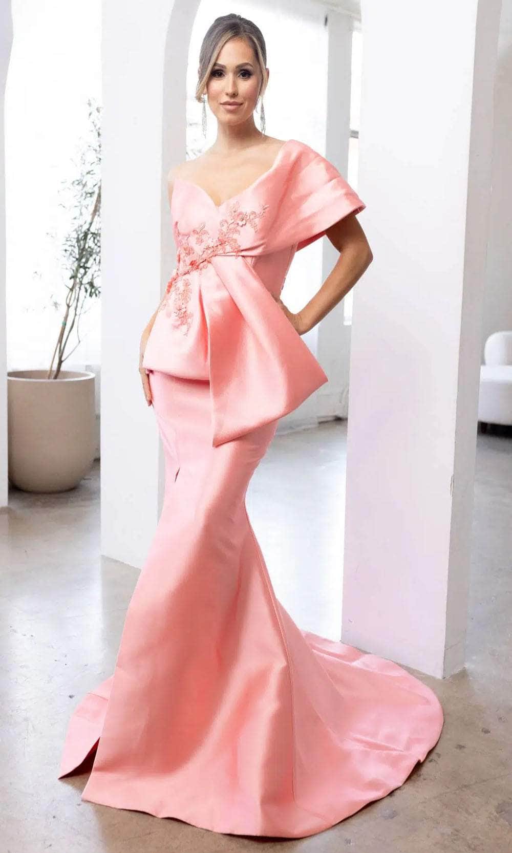 Terani Couture 241E2468 - Applique bow Evening Dress