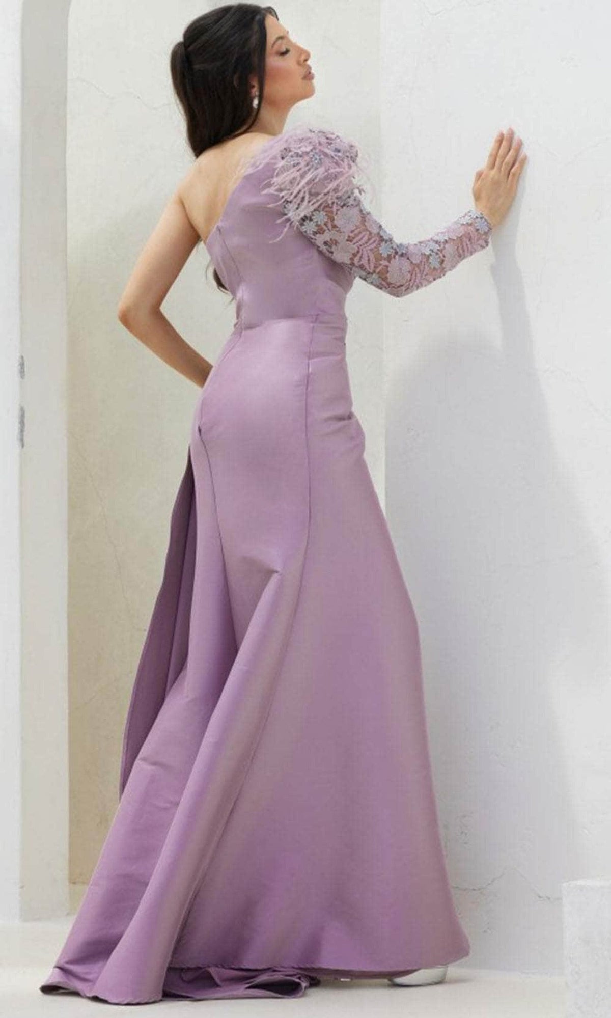 Terani Couture 241M2704 - Embroidered One-Sleeve Evening Dress