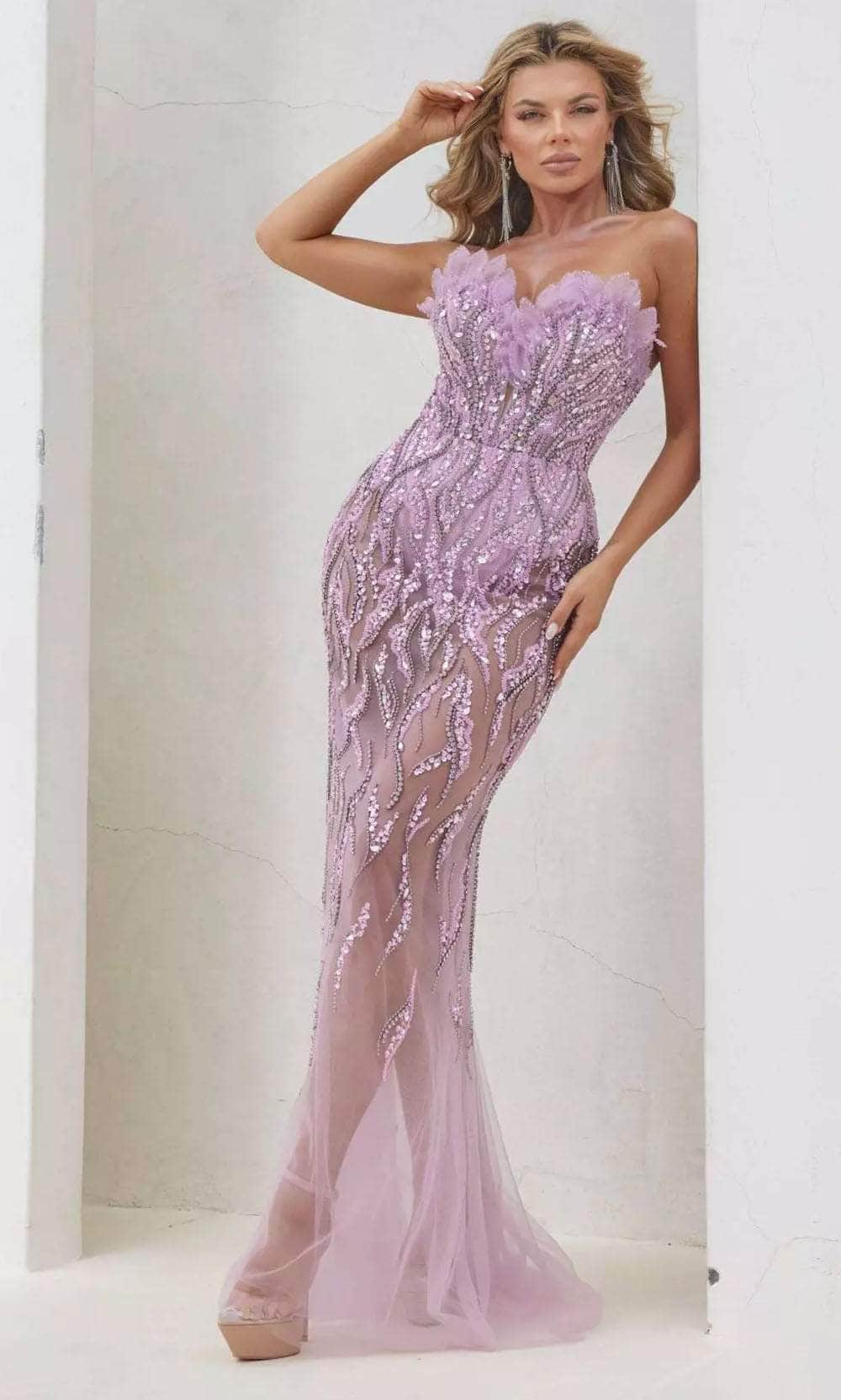 Terani Couture 241P2168 - Strapless Beaded Embellished Prom Dress - designer prom dress at Silhouette Dresses