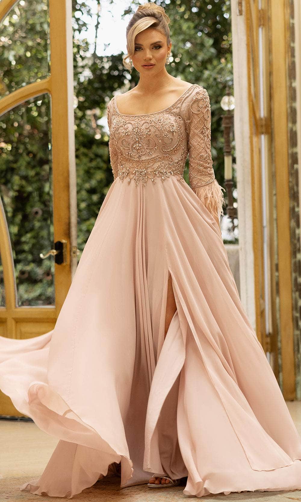 Terani Couture 242M3390 - Scoop Neck A-Line Evening Dress