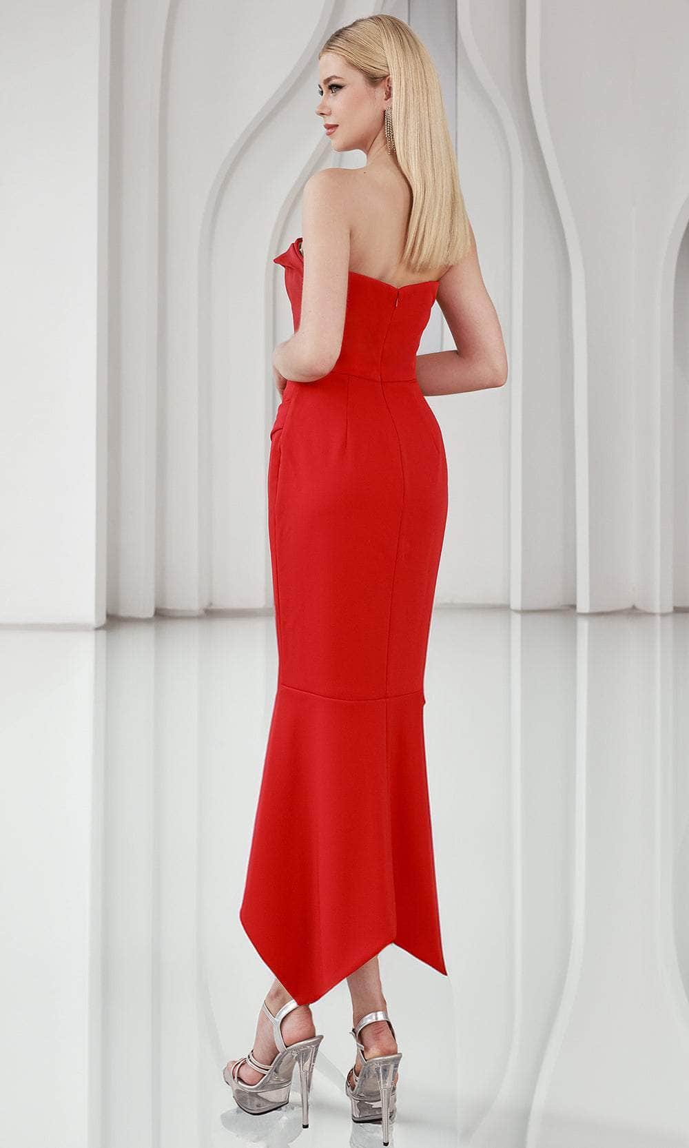 Terani Couture 251C4173 - Straight Neck Stretch Twill Evening Dress - view 4