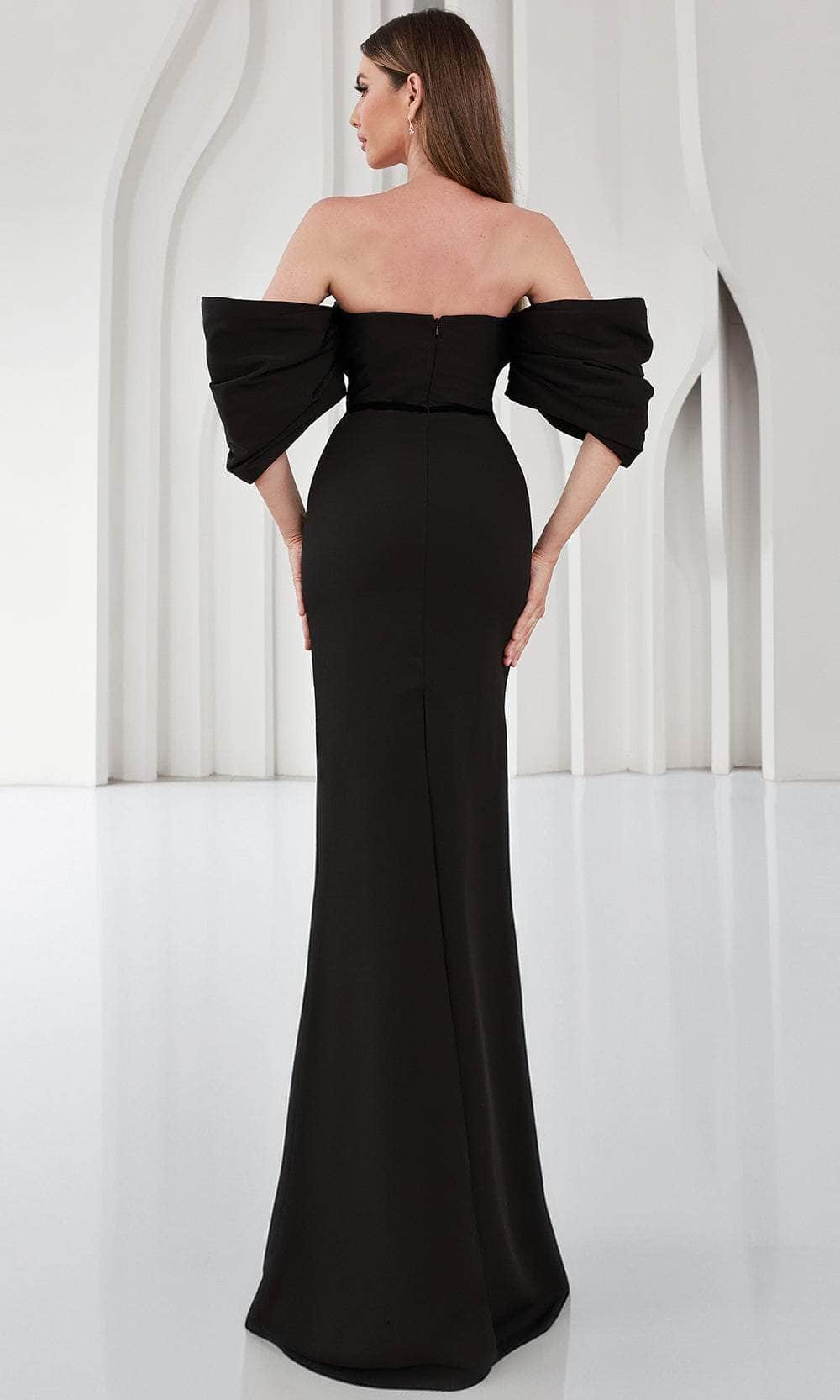 Terani Couture 251E4204 - Off Shoulder Sleeve Satin Evening Gown - view 4