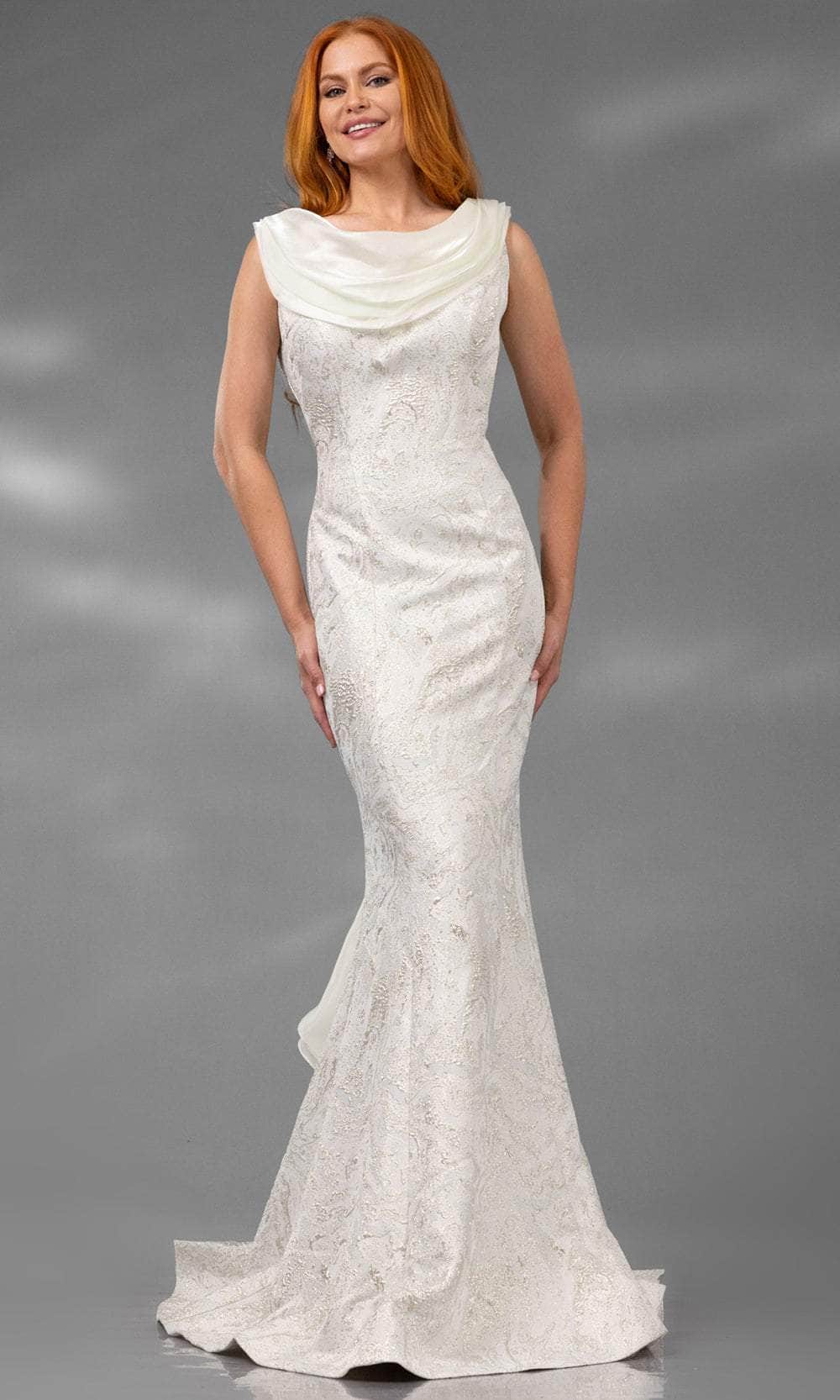 Terani Couture 251E4256 - Cowl Neck Cascading Ruffle Evening Gown - designer evening gown at Silhouette Dresses