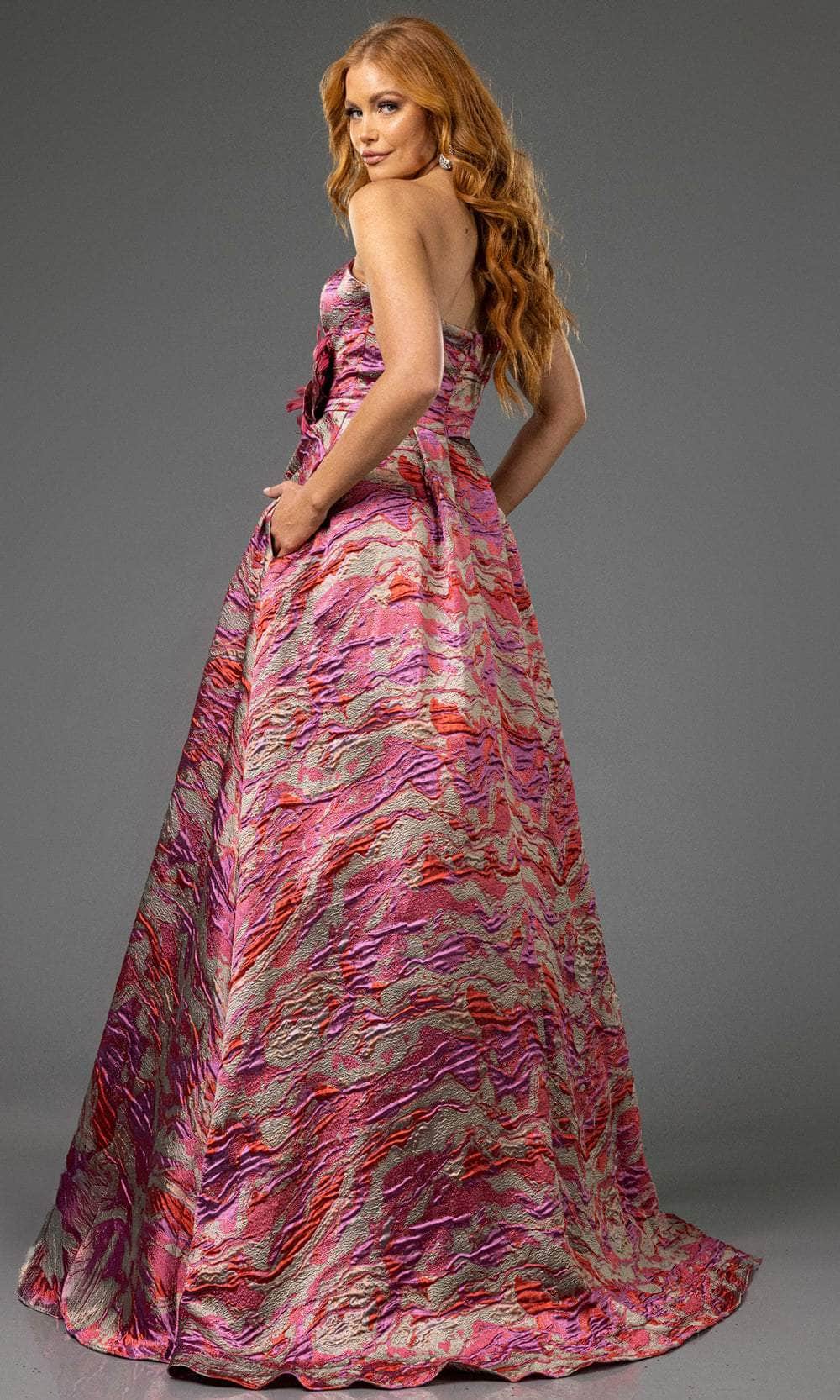 Terani Couture 251E4269 - Jacquard Straight Across Ballgown - detail view