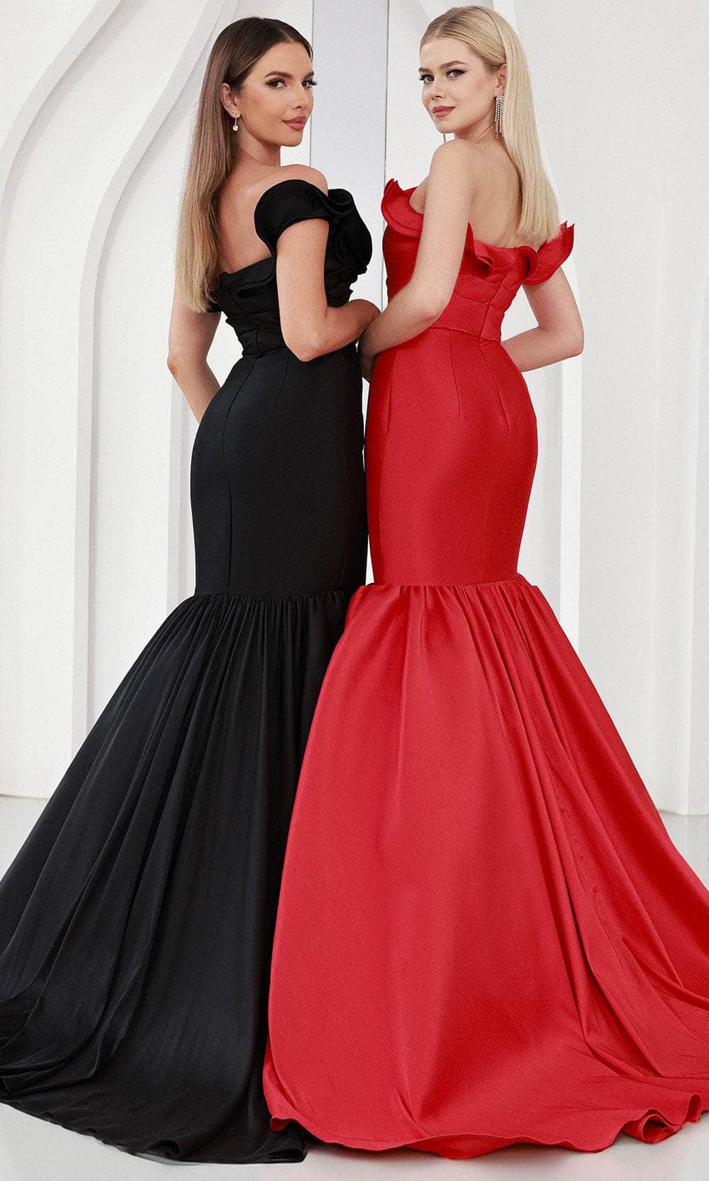 Terani Couture 251E4272 - Ruffles Asymmetric Trumpet Evening Dress - view 4