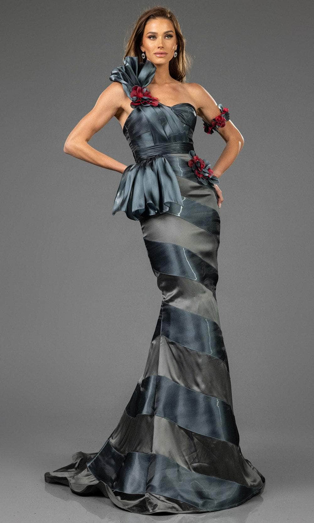 Terani Couture 251E4284 - One Shoulder Trumpet Evening Gown - designer evening gown at Silhouette Dresses