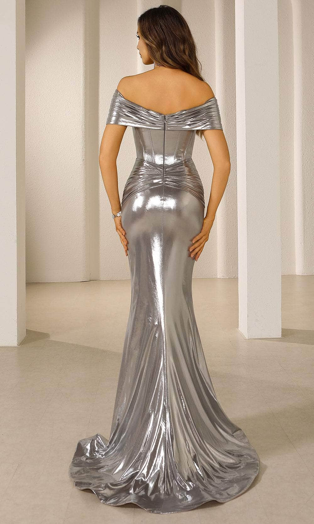 Terani Couture 251E4568 - Sequin Tulle Flare Gown Clearance Sale - back view