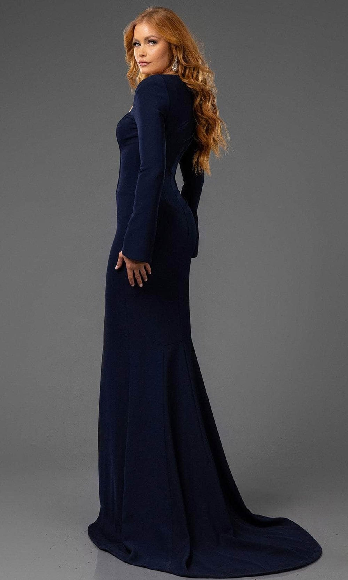 Terani Couture 251E4571 - Long Sleeve Scoop Neck Evening Gown