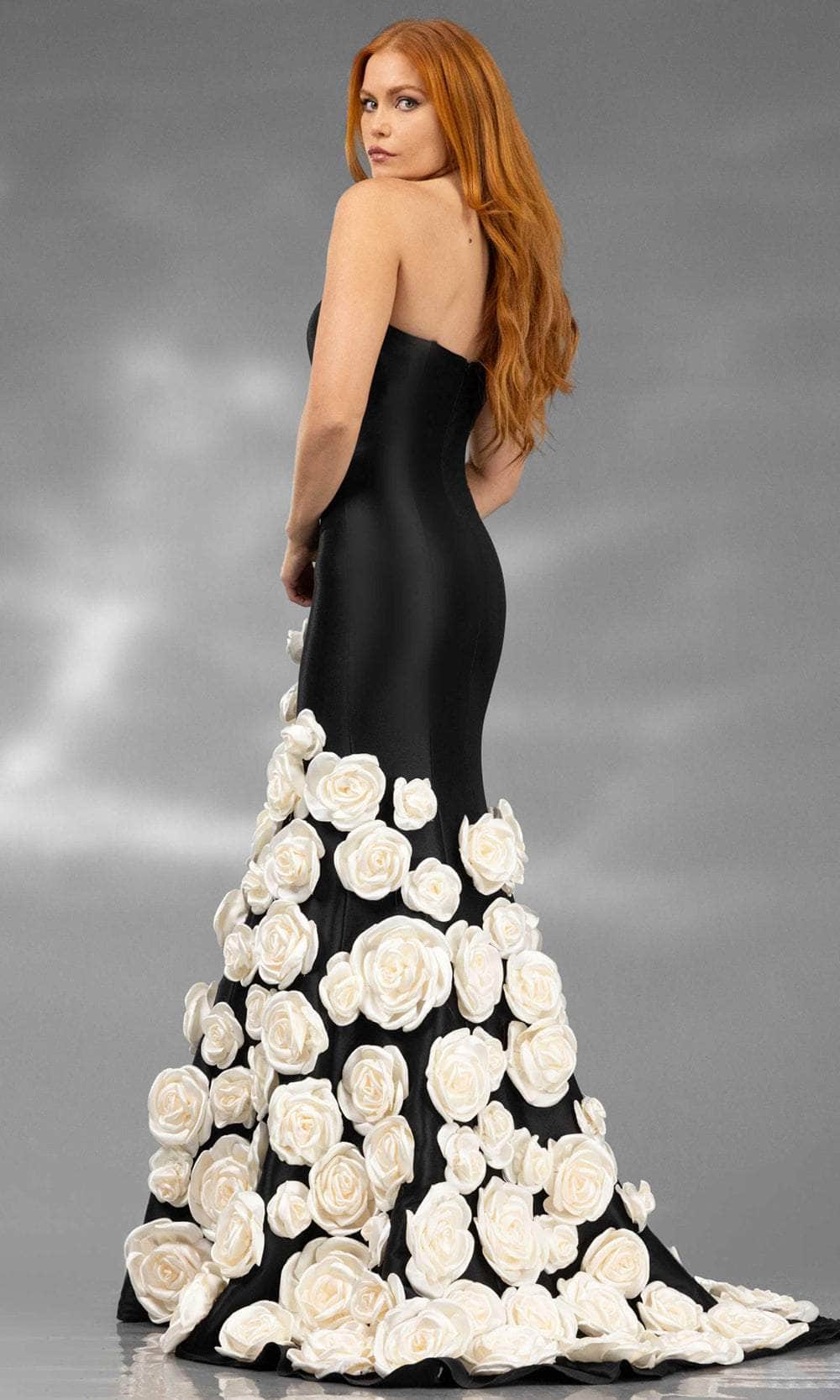 Terani Couture 251GL4184 - Floral Appliqued Straight Neck Evening Gown - view 9